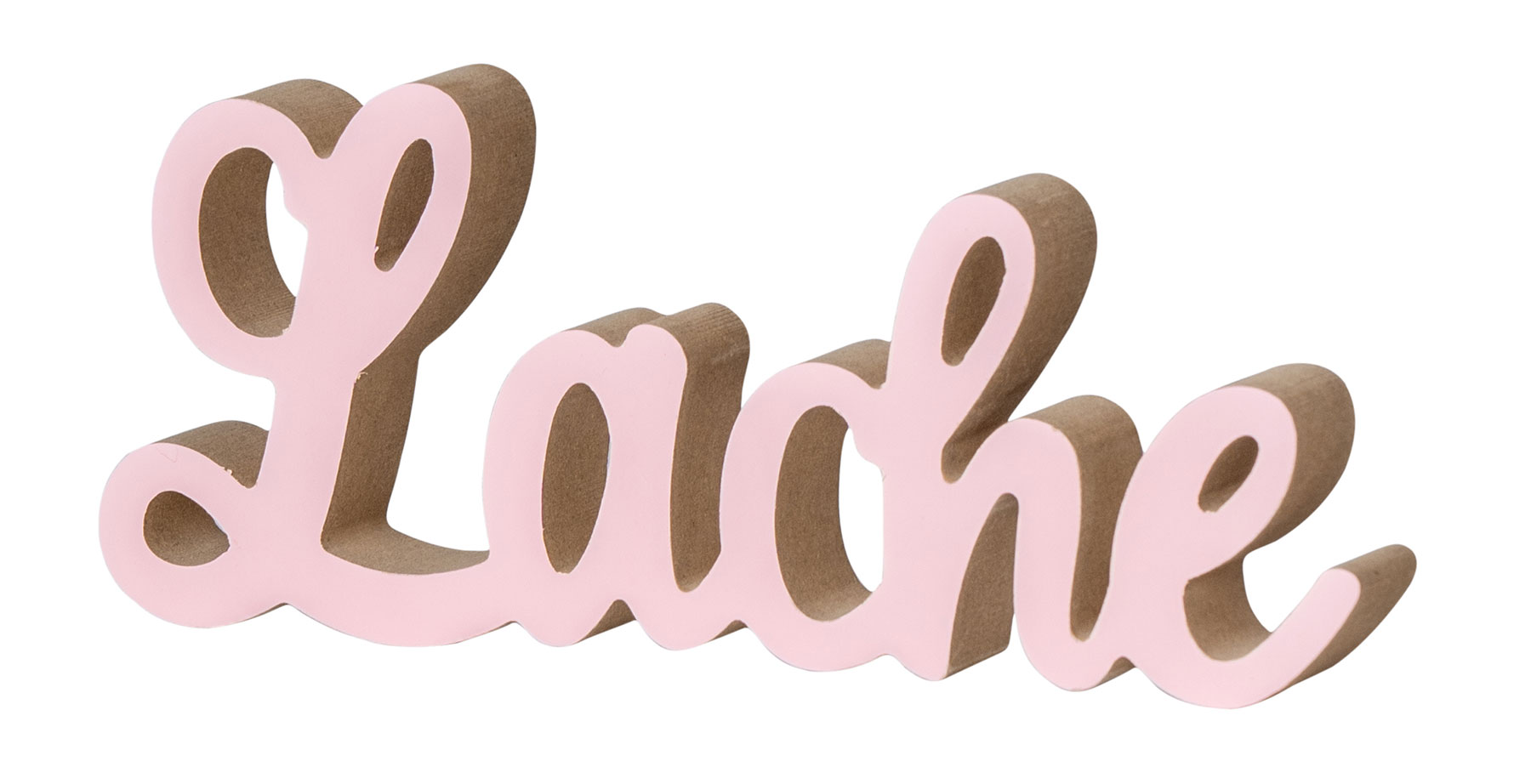 Schriftzug Lache L24cm Pastell Rosa Holz Tischdeko Deko Aufsteller Wohndeko