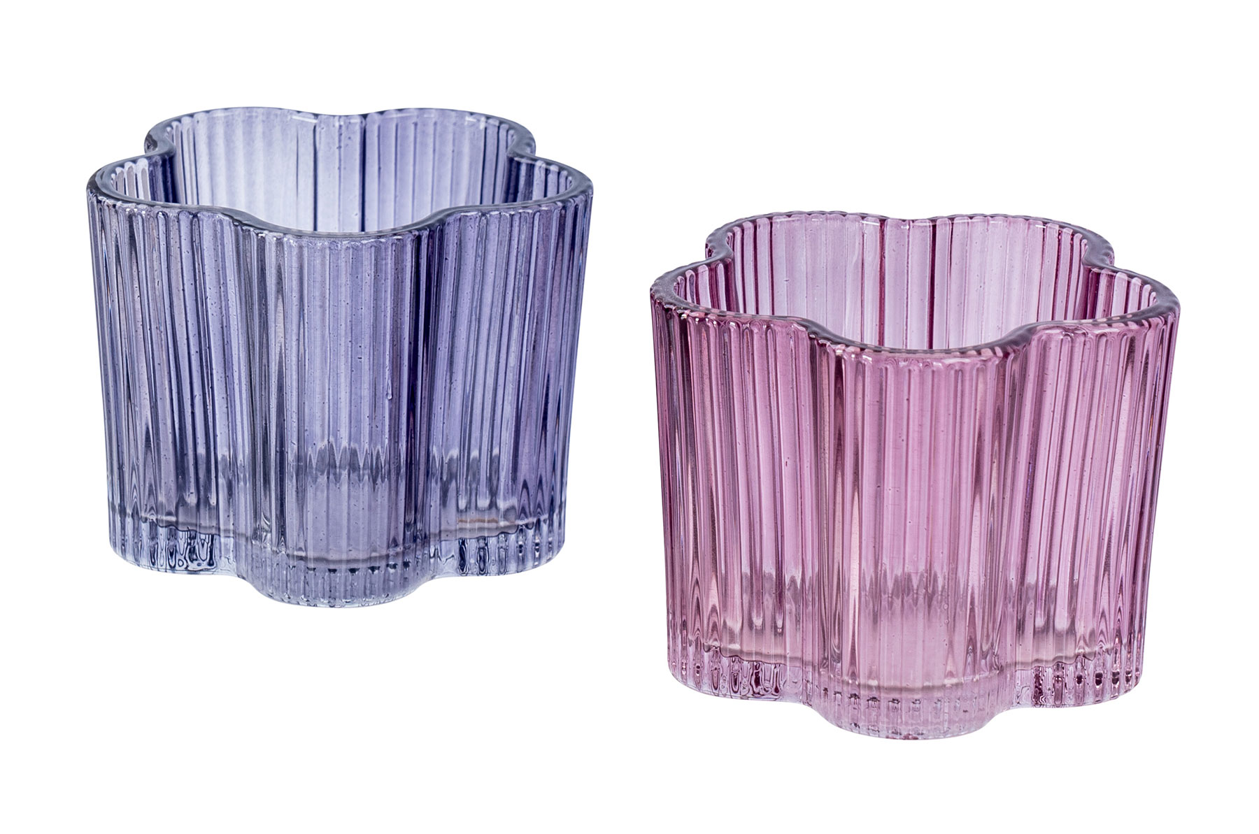 2er Set Teelichthalter Blumenform Lila Rosa Kerzenhalter Blume Frühling Tischdeko