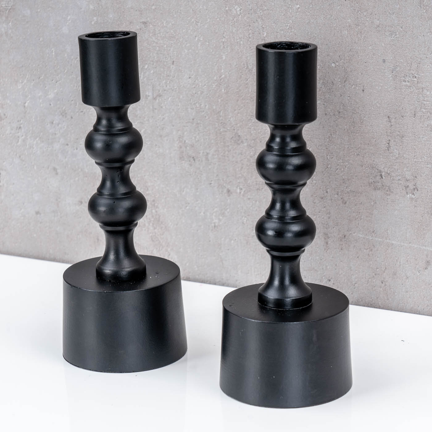 2er Set Kerzenhalter Schwarz Stabkerzen H17cm Metall Kerzenständer Tischdeko