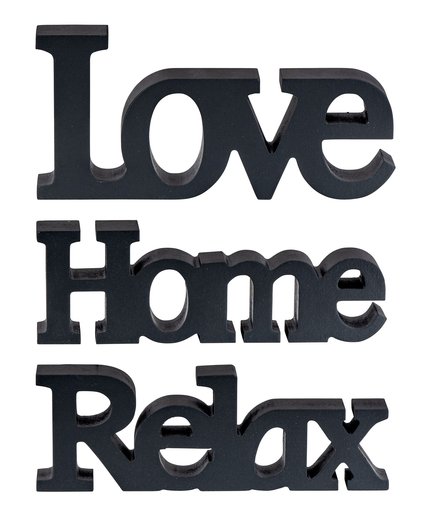 Love Home Relax Schriftzug Schwarz MDF Holz Deko Aufsteller Tischdeko Wohnkultur