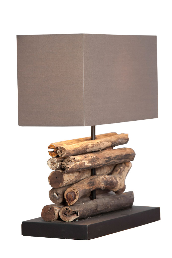 Lampe Tischlampe aus Holz Holzlampe Tischleuchte Treibholz 40cm hoch