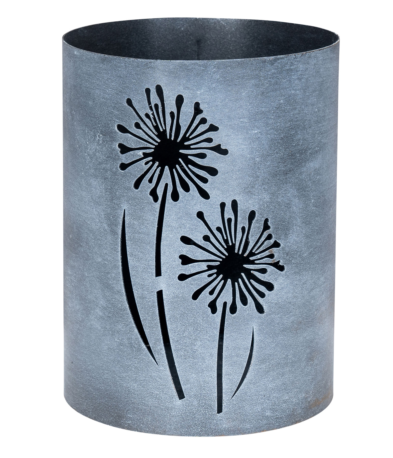 Windlicht Metall Grau Pusteblume H20cm Garten Deko Gartenleuchte Kerzenhalter