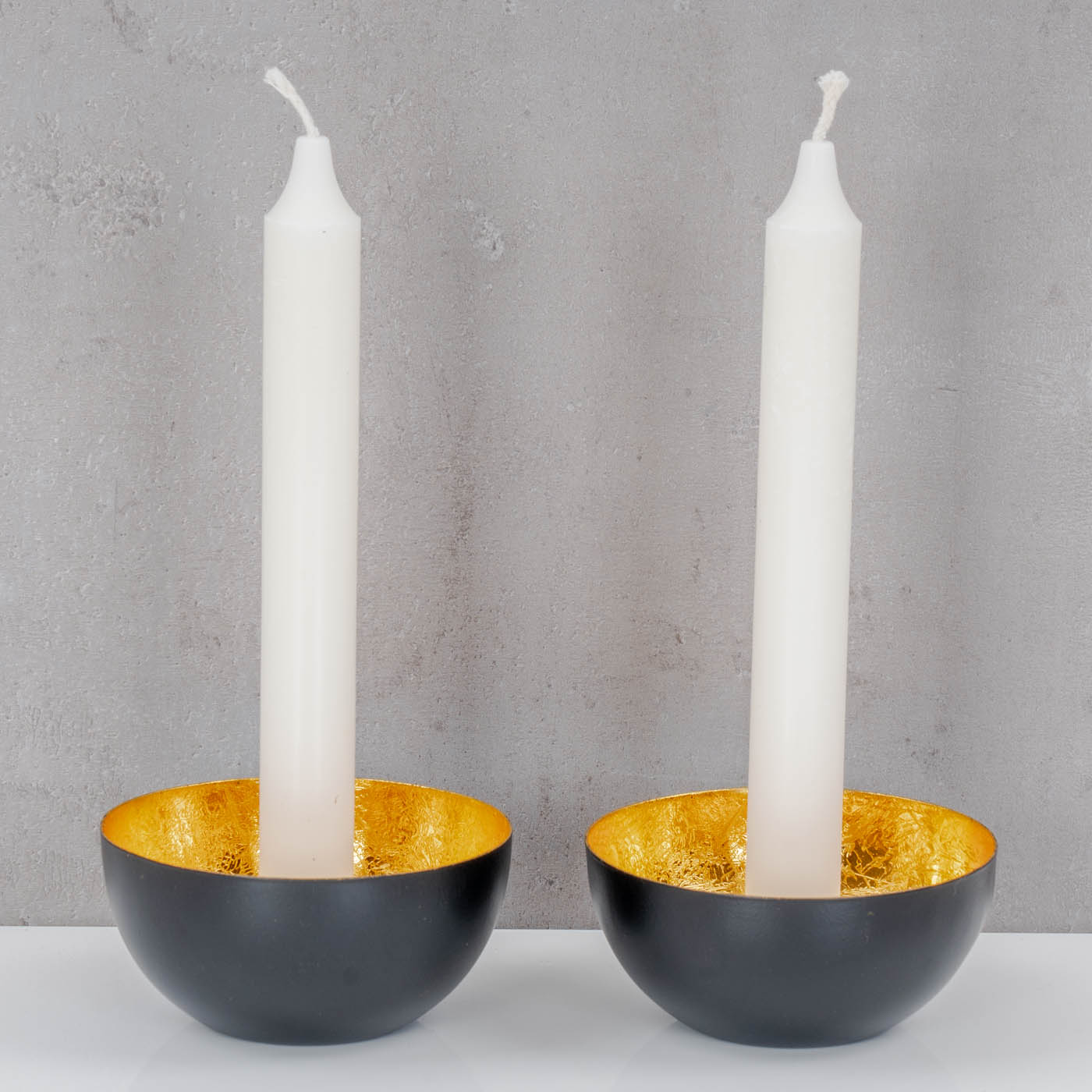 2er Set Kerzenhalter Schwarz Gold Metall Kerzenständer Tischdeko Kerze Deko