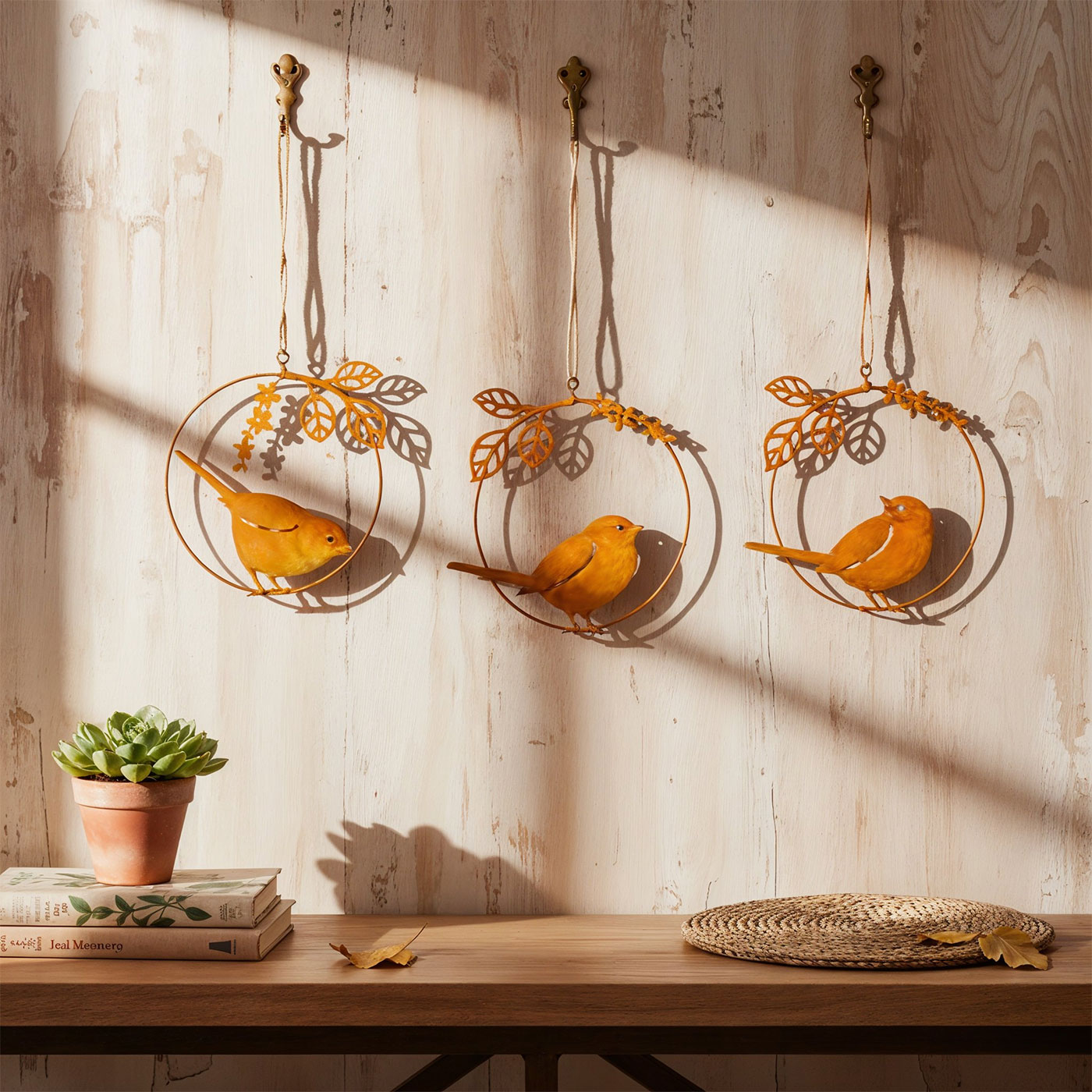 3er Set Dekoanhänger Vogel Metall Edelrost 11cm Rostige Gartendeko Fensterschmuck
