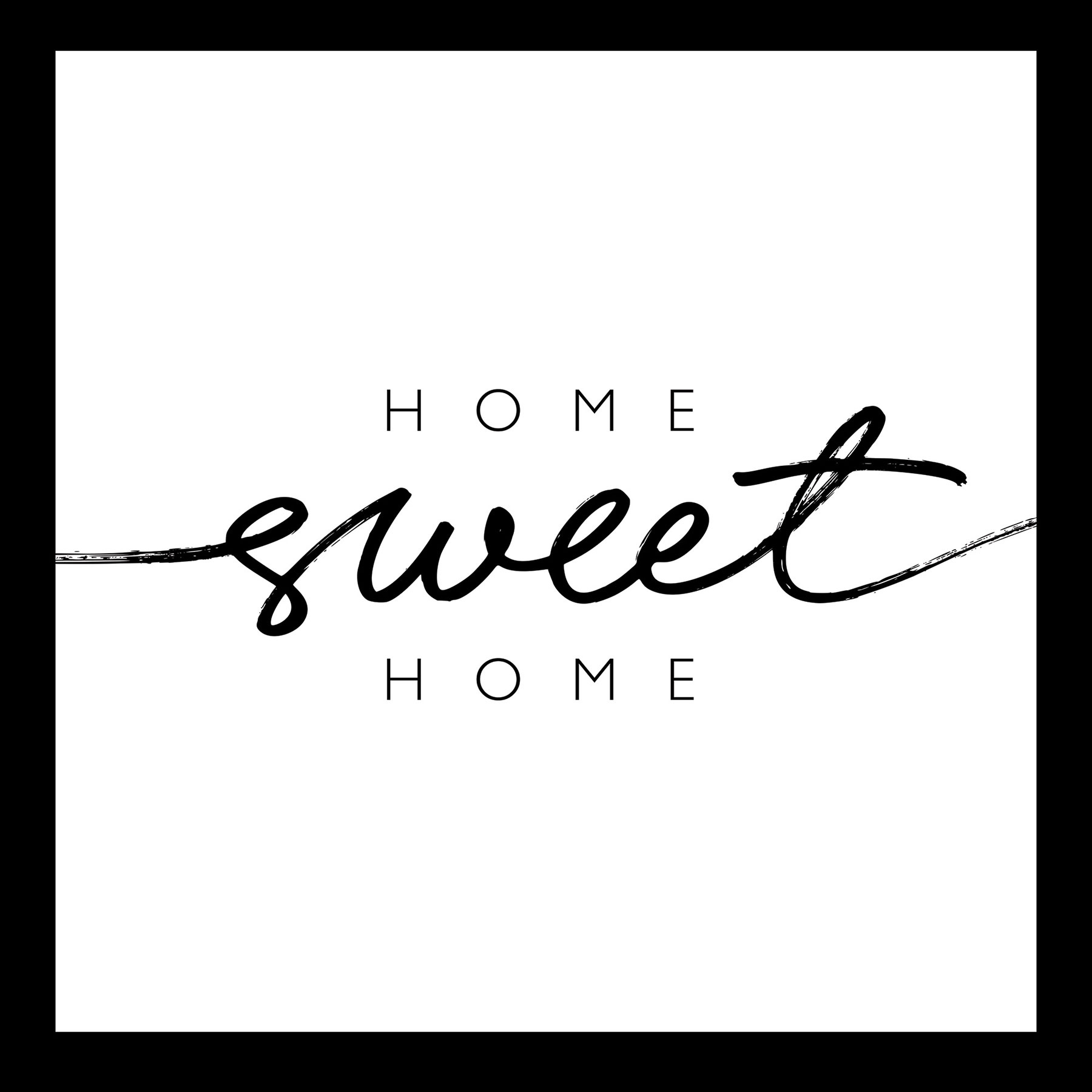 Wandbild 30x30cm Glasbild Home Sweet Home Schwarz Weiß Wanddeko Spruch Glas Deko