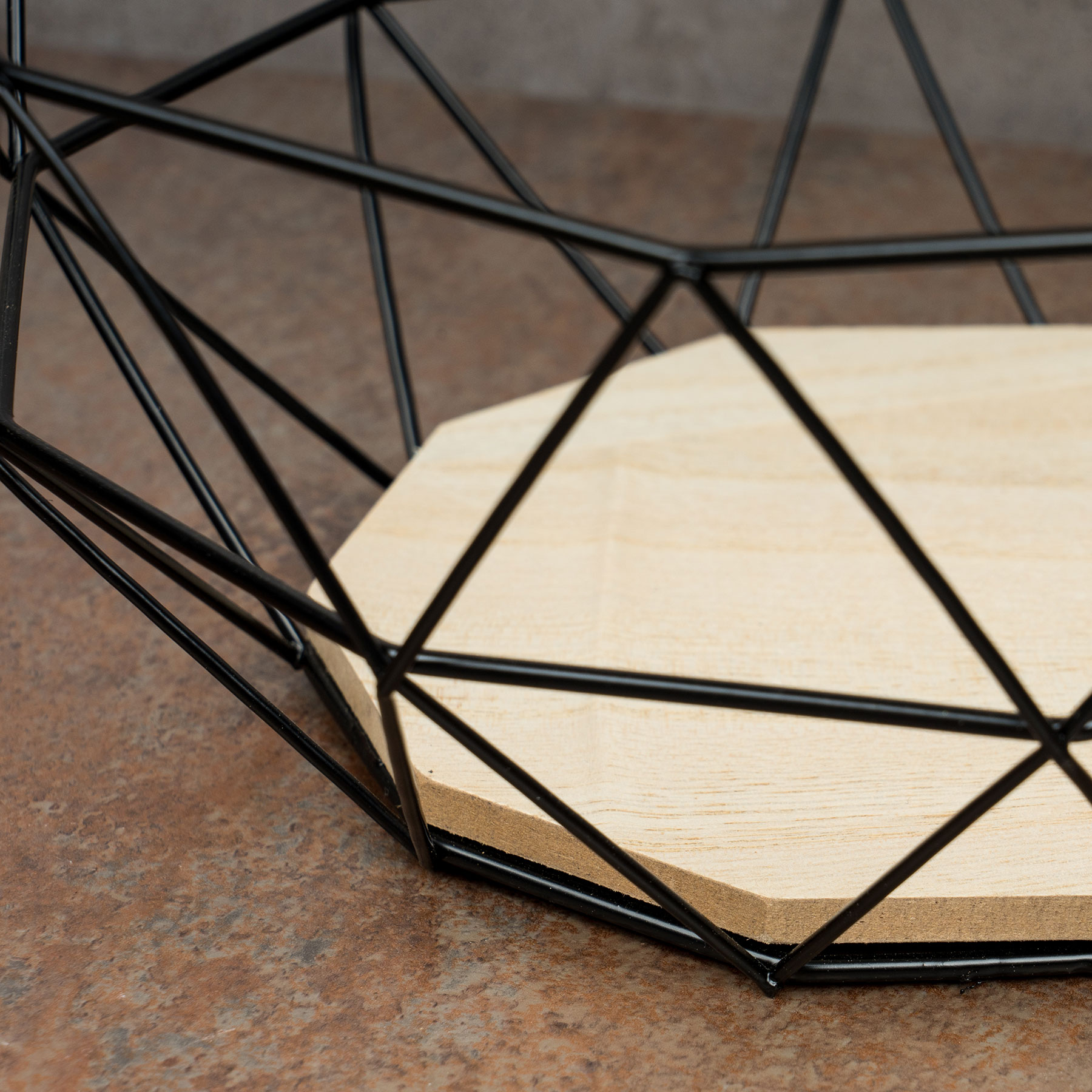 Korb Metall Schwarz 26x12cm Modern Holz MDF Braun Schüssel Schale Deko Design