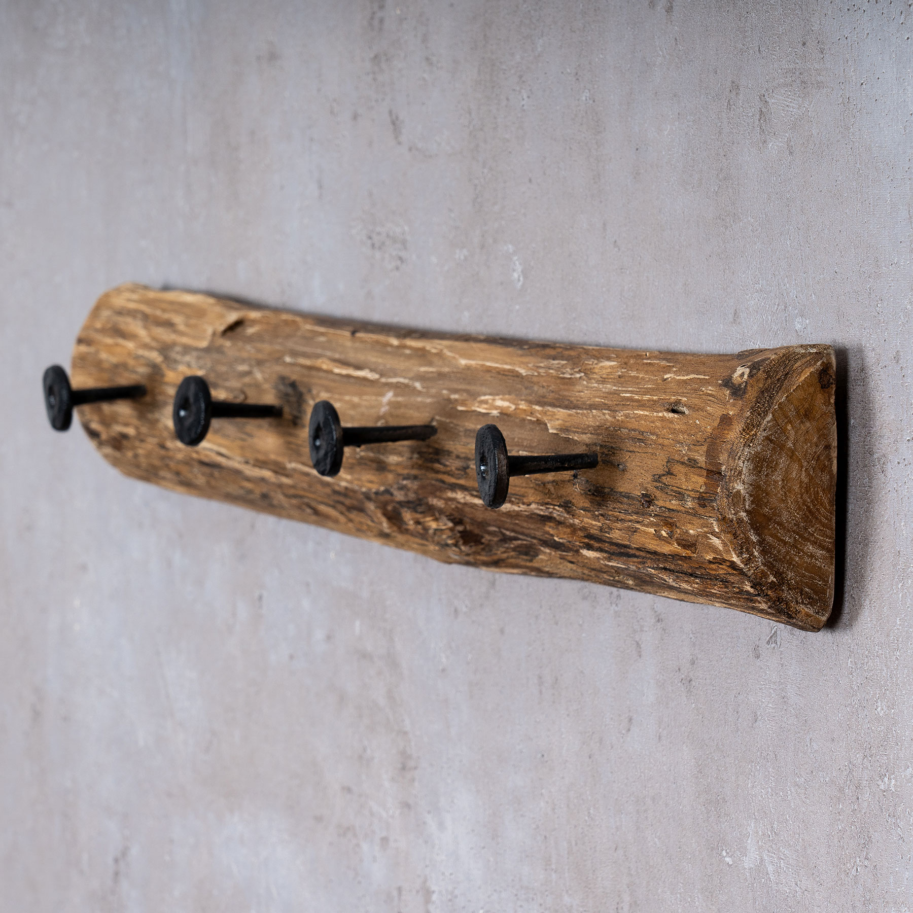Garderobe Teak Holz 4 Haken L50cm Hakenleiste Recyclingholz Wanddeko Natur Deko