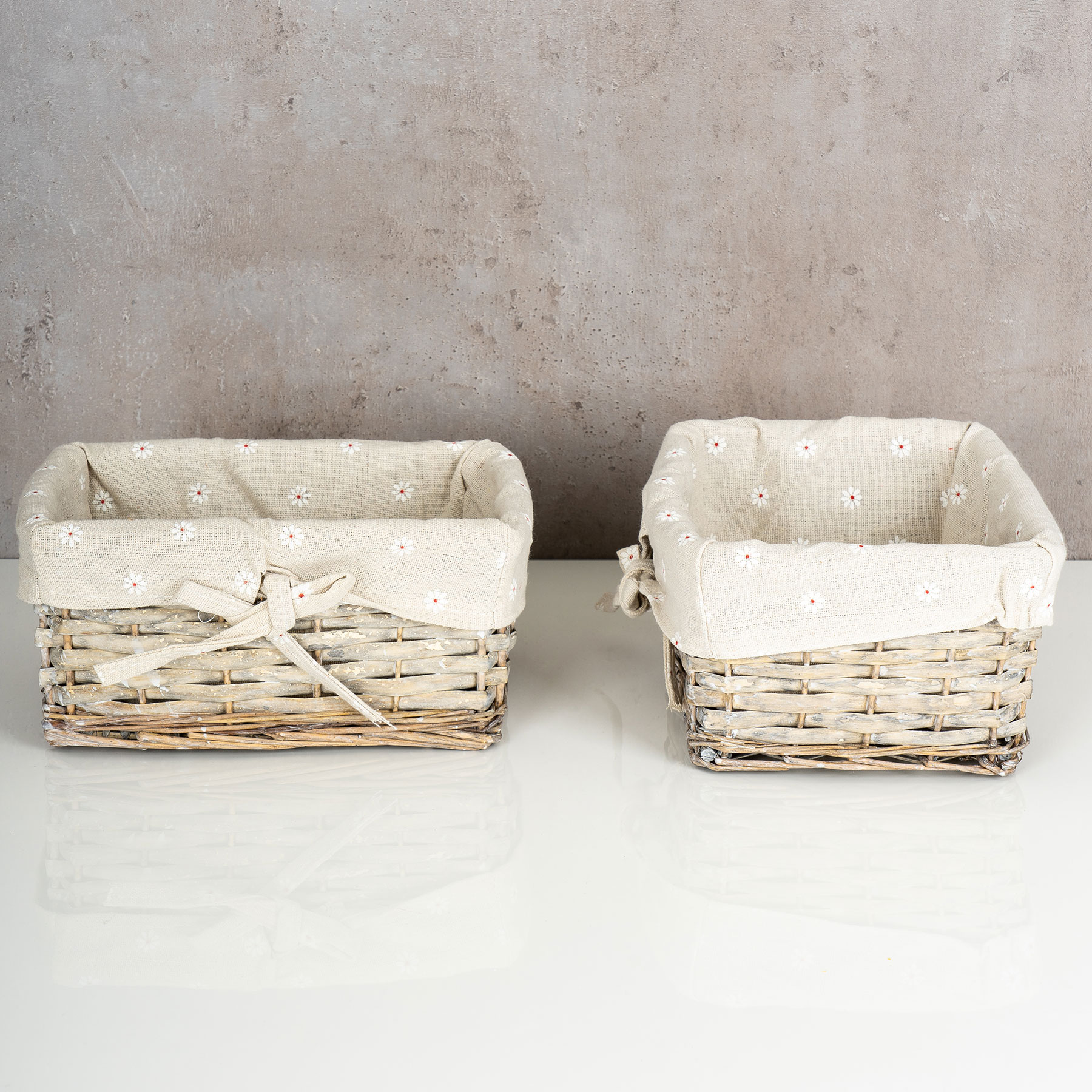 2er Set Flechtkorb Natur 23 x 18 cm Brotkorb Obstkorb Weidenkorb Aufbewahrung