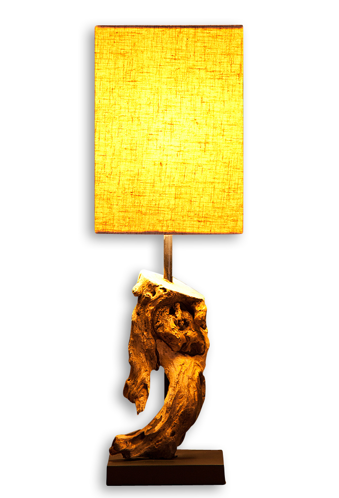 Lampe Tischlampe aus Holz Holzlampe Tischleuchte Treibholz 45cm beige