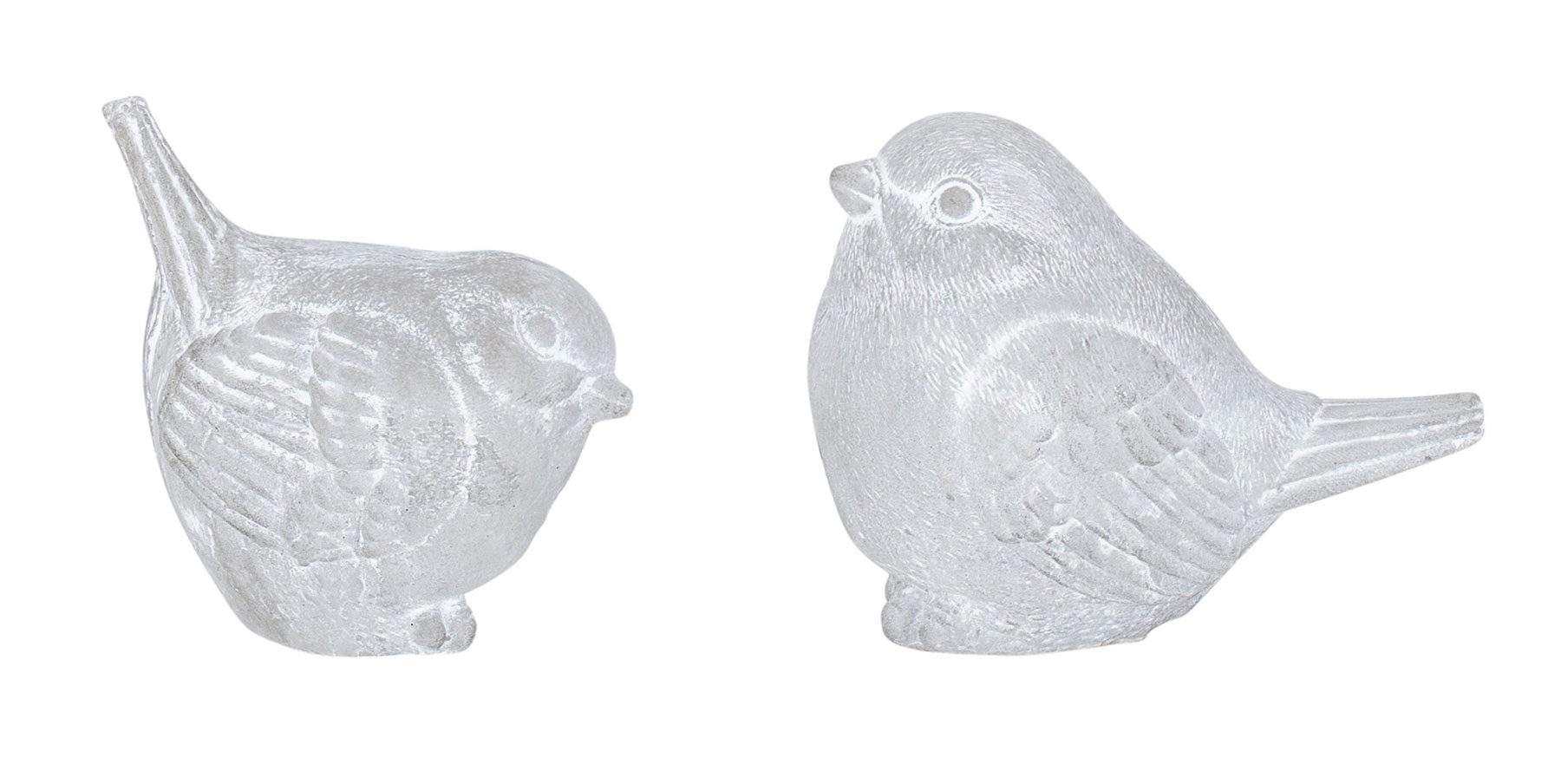 2er Set Dekofigur Vogel Beton Grau Weiß Gartenfigur Gartendeko Tischdeko Aufsteller