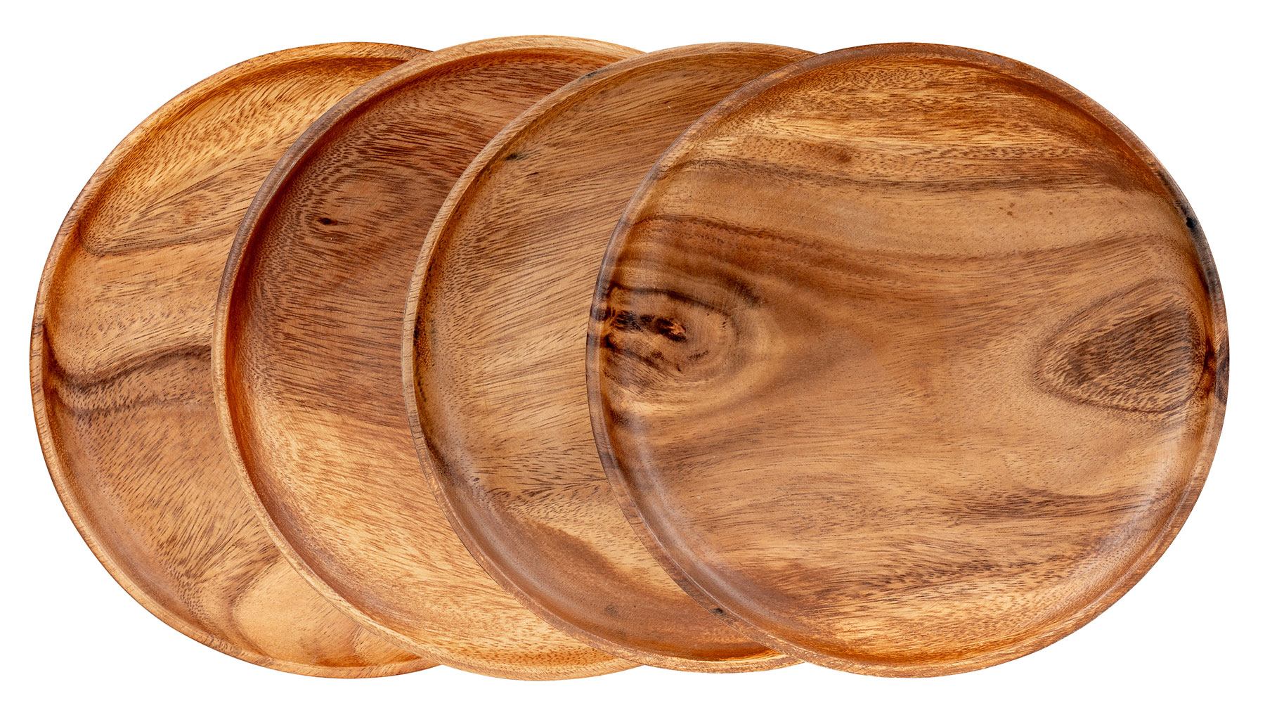 4er Set Runde Teller Akazie Ø20cm Holzteller Snackteller Dekoteller Deko Unikat