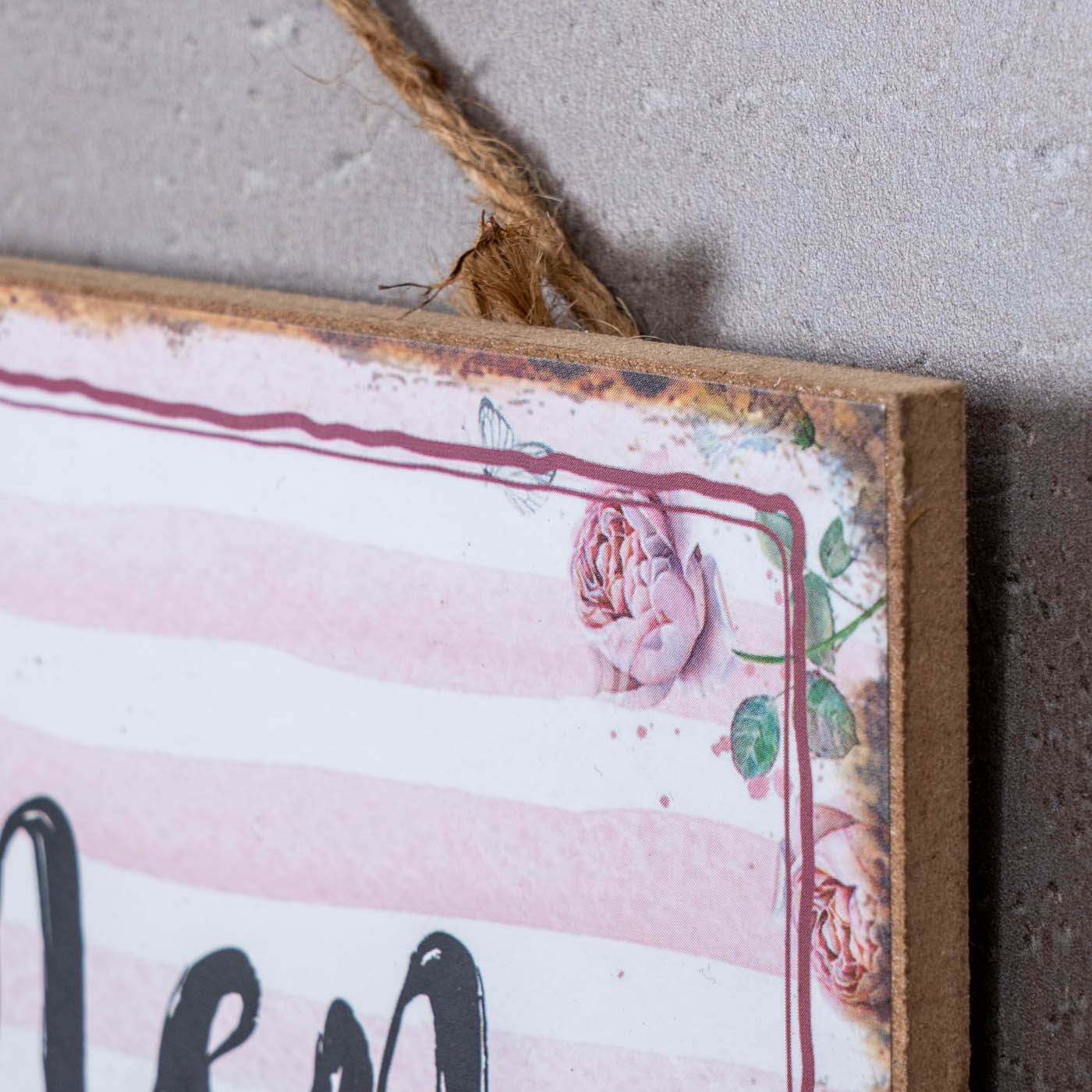 Willkommen Türschild 30x10cm Rosa Weiß Wandschild MDF Holz Holzschild Schild