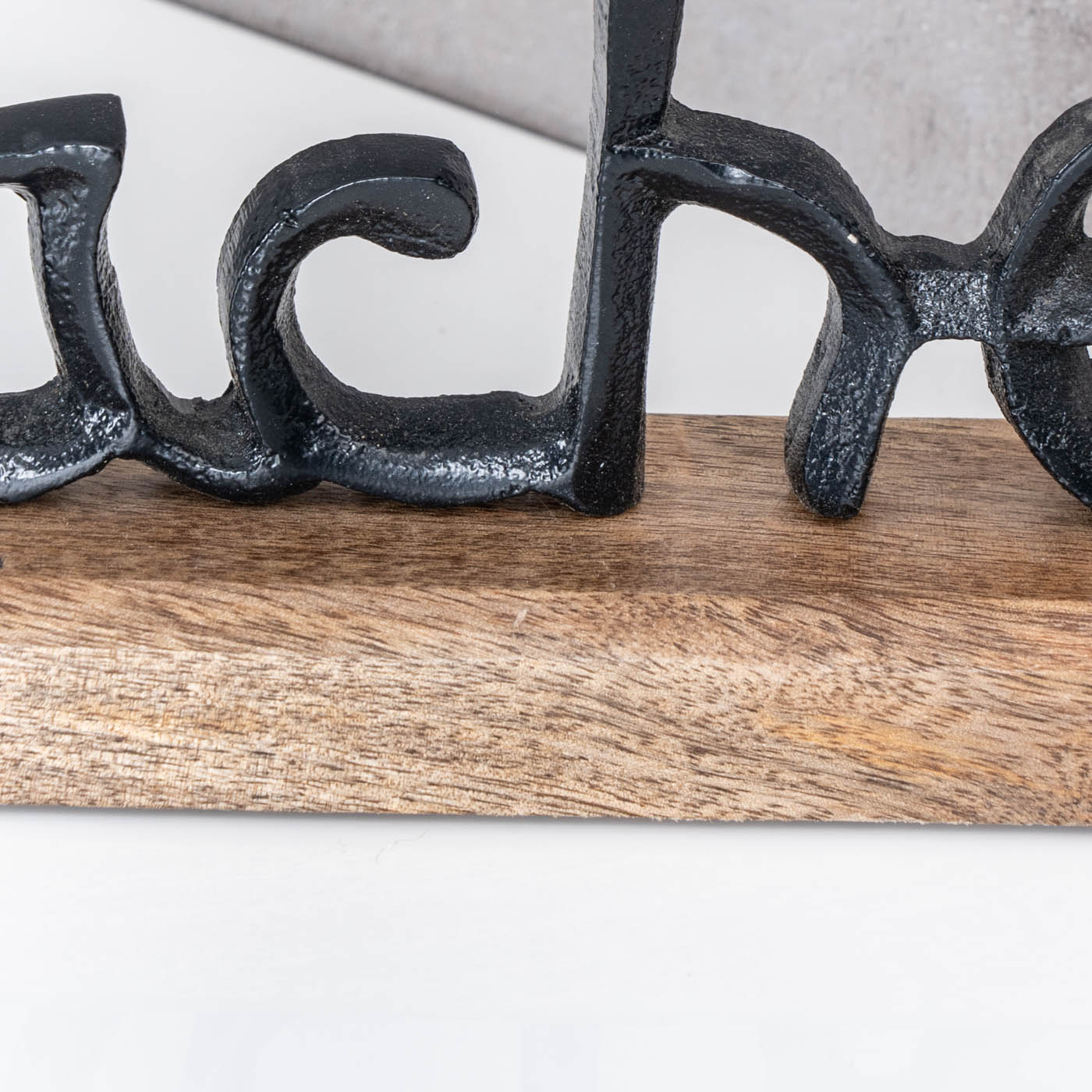 3er Set Schriftzug Lebe Lache Liebe L22cm Metall Schwarz Mango Holz Tisch-Deko