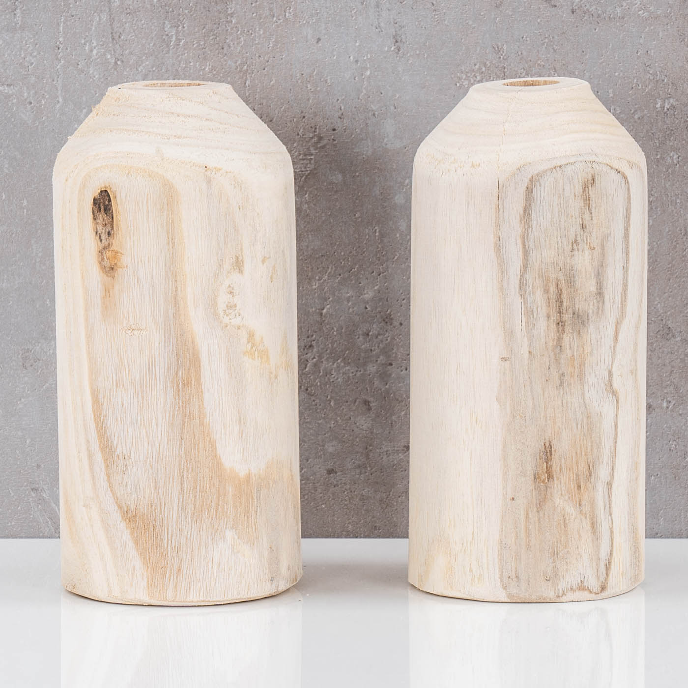 2er Set Vase aus Holz für Trockenblumen H20cm Natur Holzvase Tischdeko Tischvase