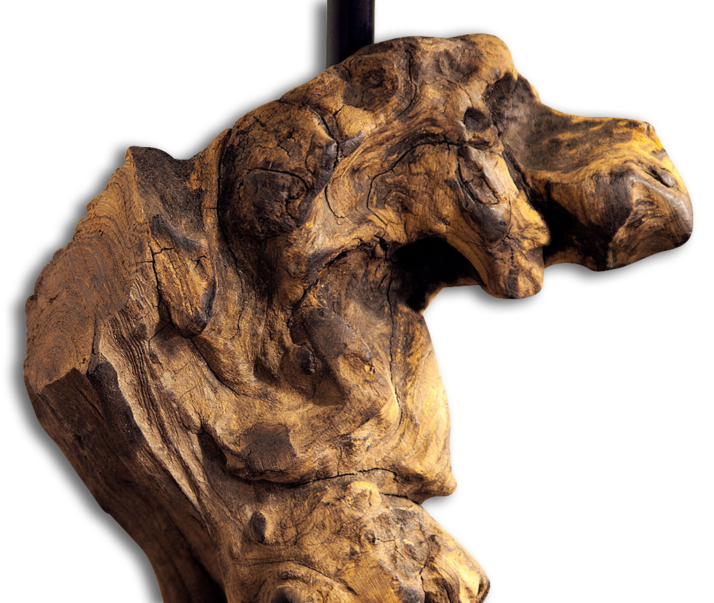Lampe Tischlampe aus Holz Holzlampe Tischleuchte braun Treibholz 45cm