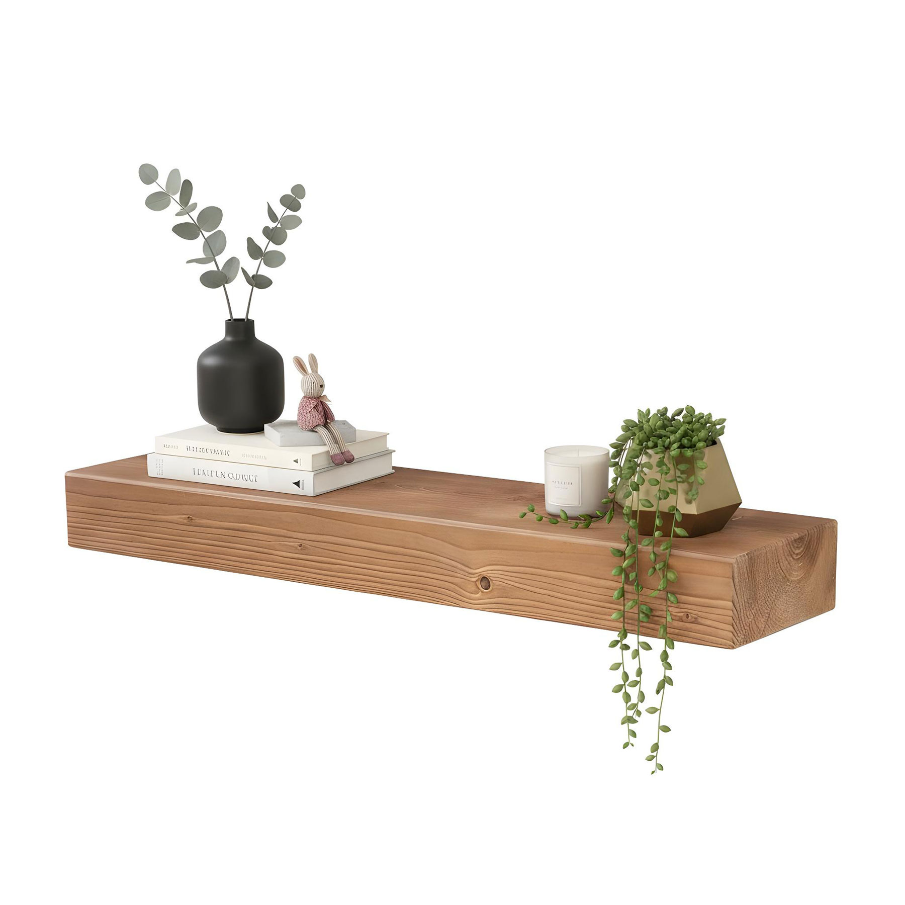 levandeo Wandregal Holz Massiv 80x20cm Eiche Farbig Wandboard Regal Vintage