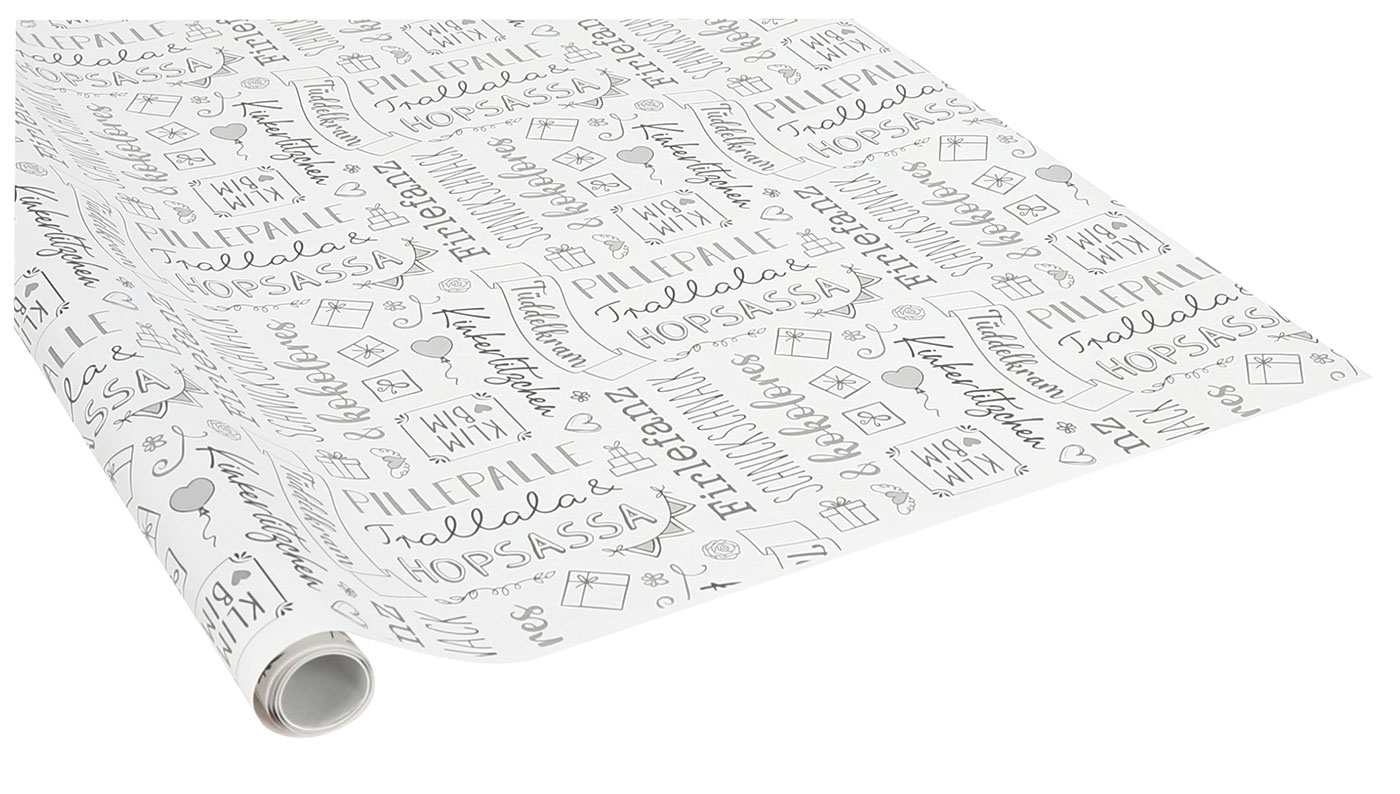 4 Rollen Geschenkpapier Set 70x200cm Geburtstag Weiß Braun Freunde Liebe Happy