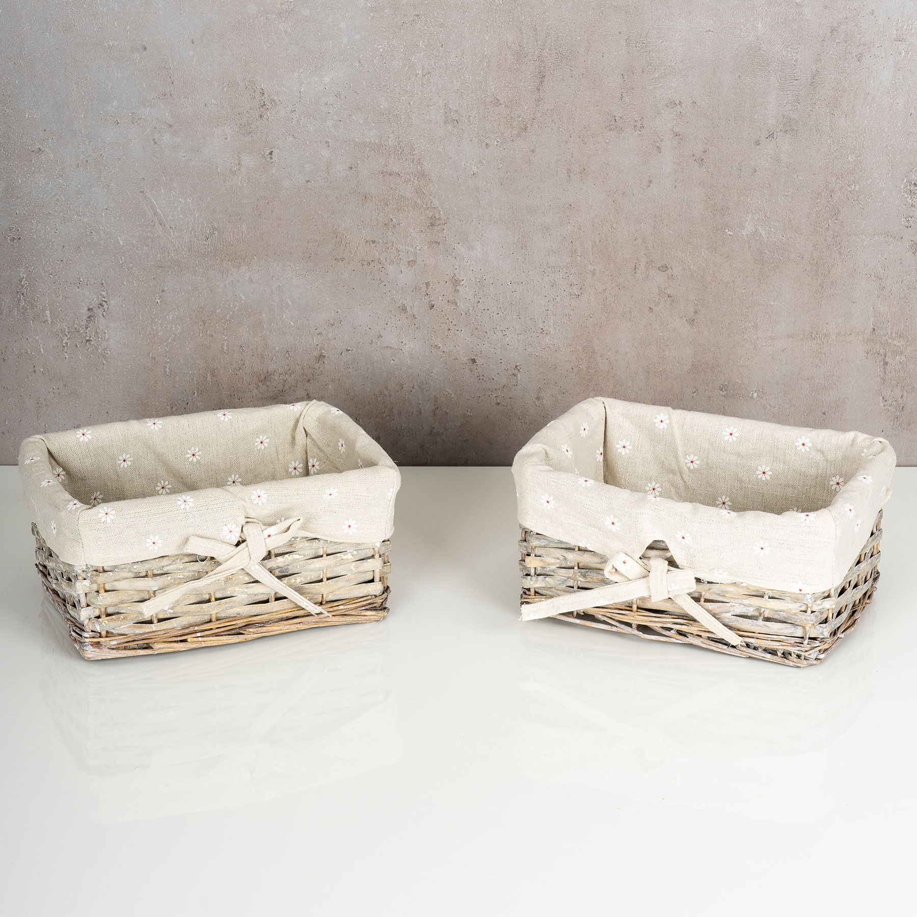 2er Set Flechtkorb Natur 23 x 18 cm Brotkorb Obstkorb Weidenkorb Aufbewahrung