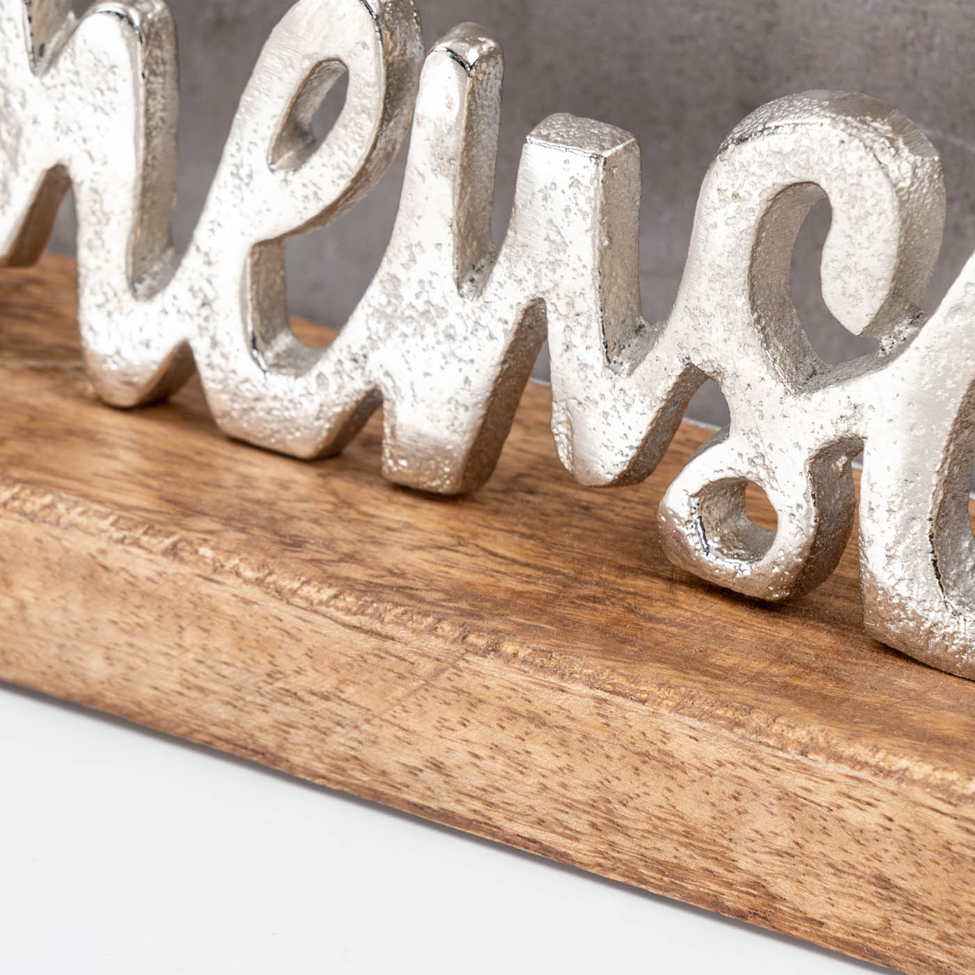 Lieblingsmensch Schriftzug L48cm Metall Mango Silber Holz Tischdeko Deko Aufsteller