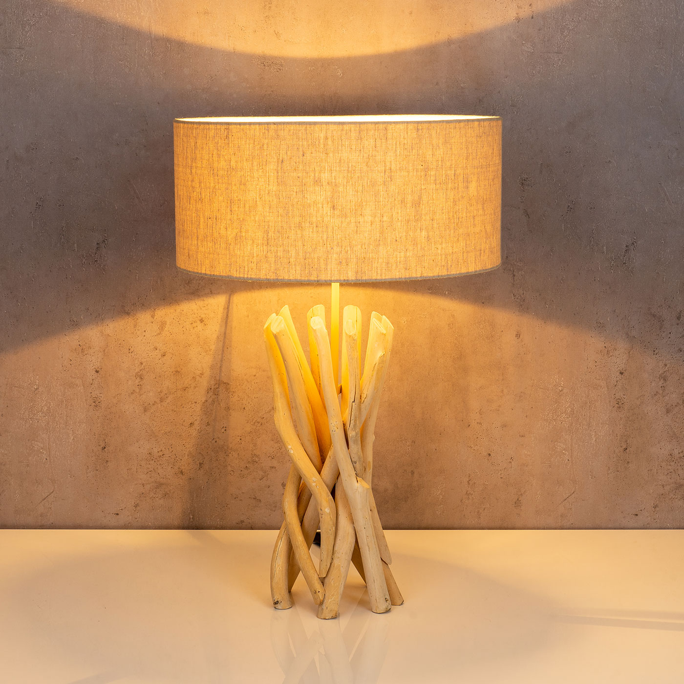 Lampe Tischlampe 62cm Holz Holzlampe Unikat Braun Treibholz Leuchte Deko