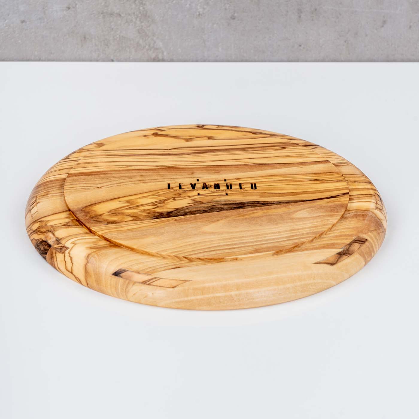 Runder Teller Holz 25x25cm Olivenholz Holzteller Natur Unikat Küche Tischdeko