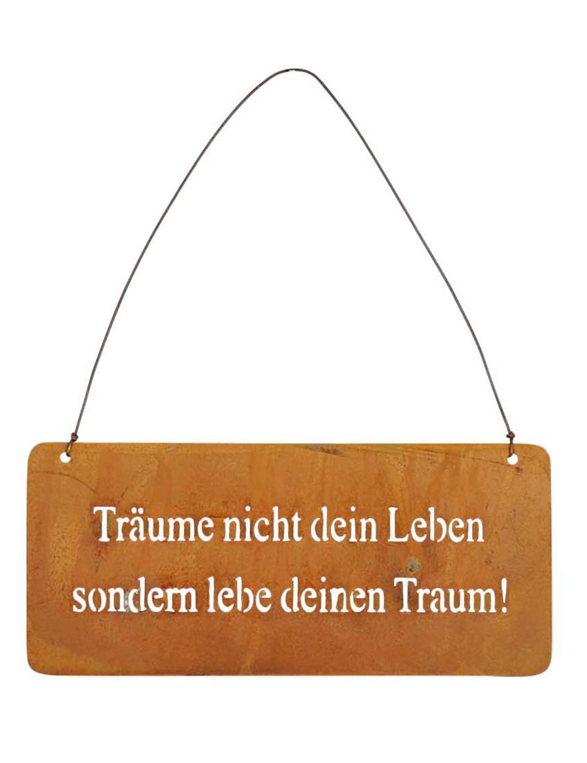 3er Set Wandbilder Sprüche 18x8cm Schilder Garten-Deko Türschild Edelrost Braun