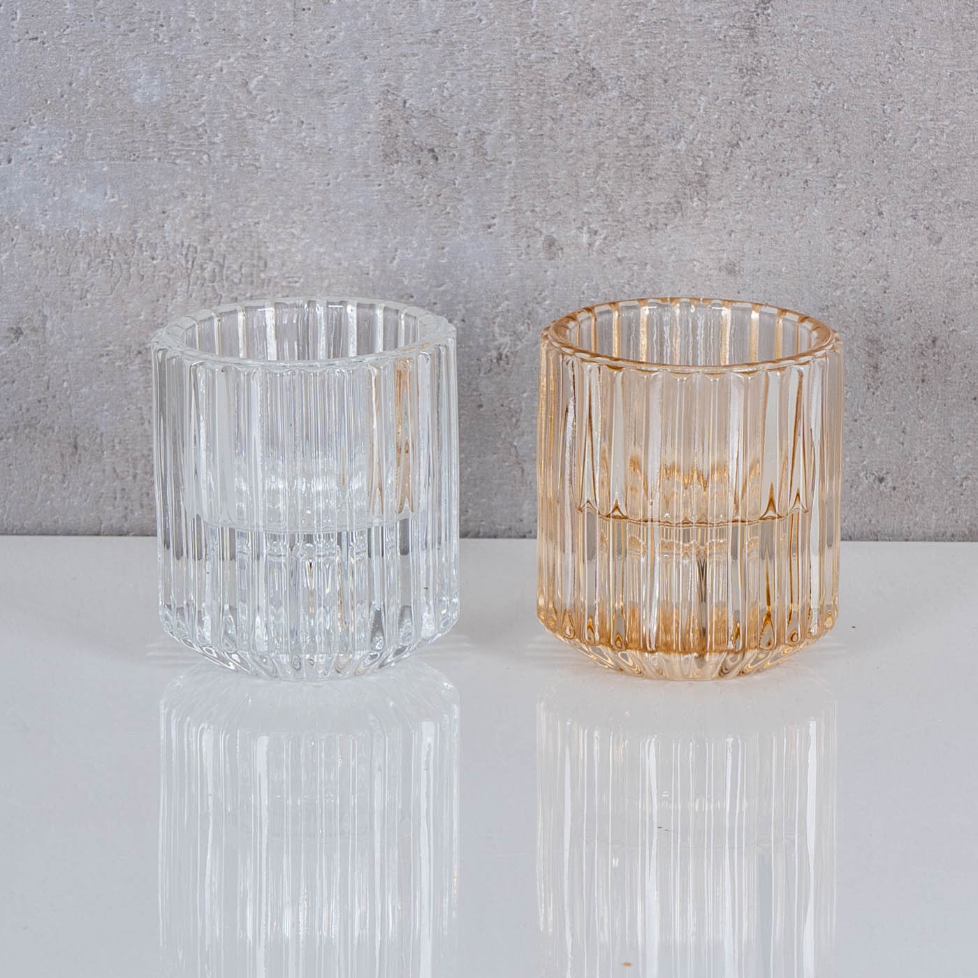 2er Set Kerzenständer Stabkerzen Glas Transparent 2in1 Kerzenhalter Tischdeko