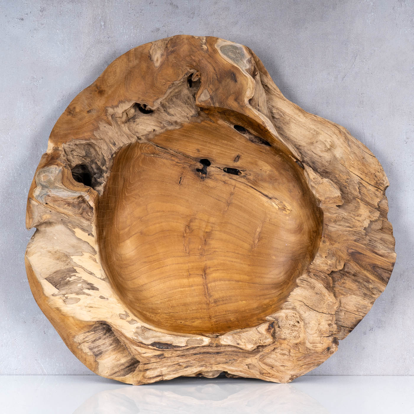 Schüssel Schale Teakholz 50cm Teak Massiv Holz Obstschale Holzschale Dekoschale
