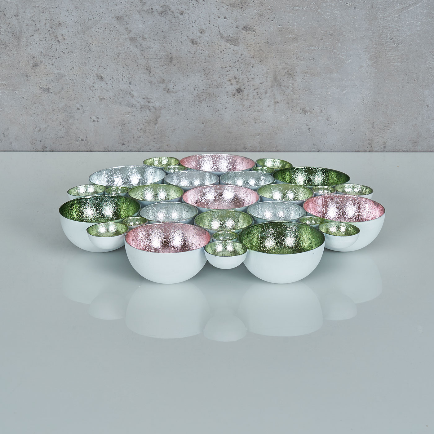 Teelichtschale 30x30cm Metall Pastell bunt Schale Teelichthalter Kerzenhalter