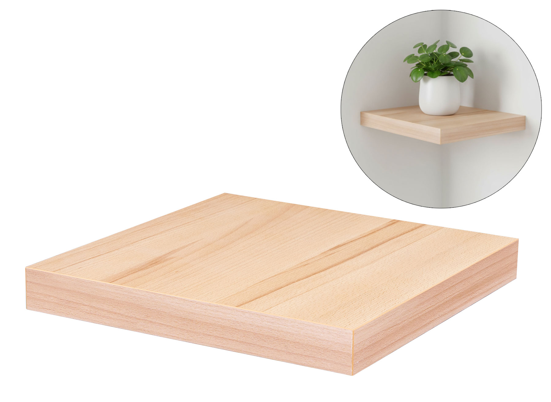 levandeo Eckregal Kernbuche 32x32cm Wandregal Holz Dekor Regal Eckboard