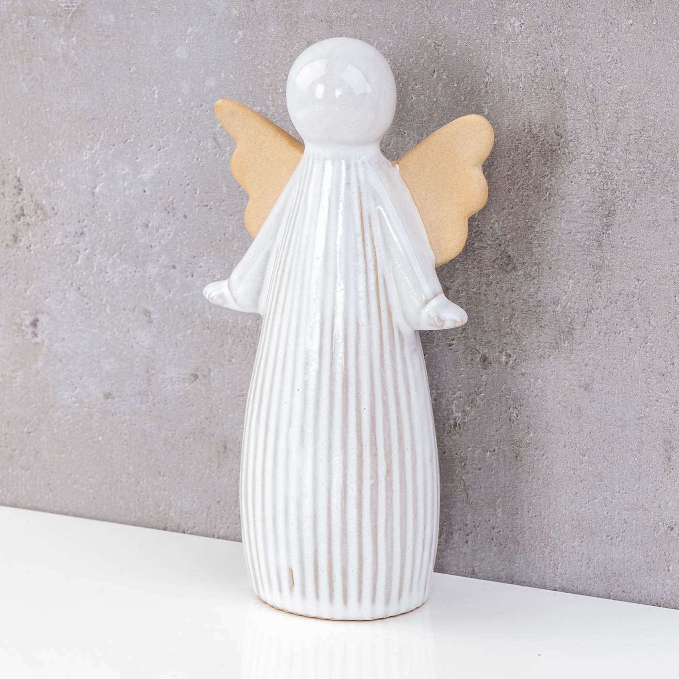 Deko Engelfigur H17cm Porzellan Weiß Schutzengel Weihnachtsdeko Tisch Aufsteller