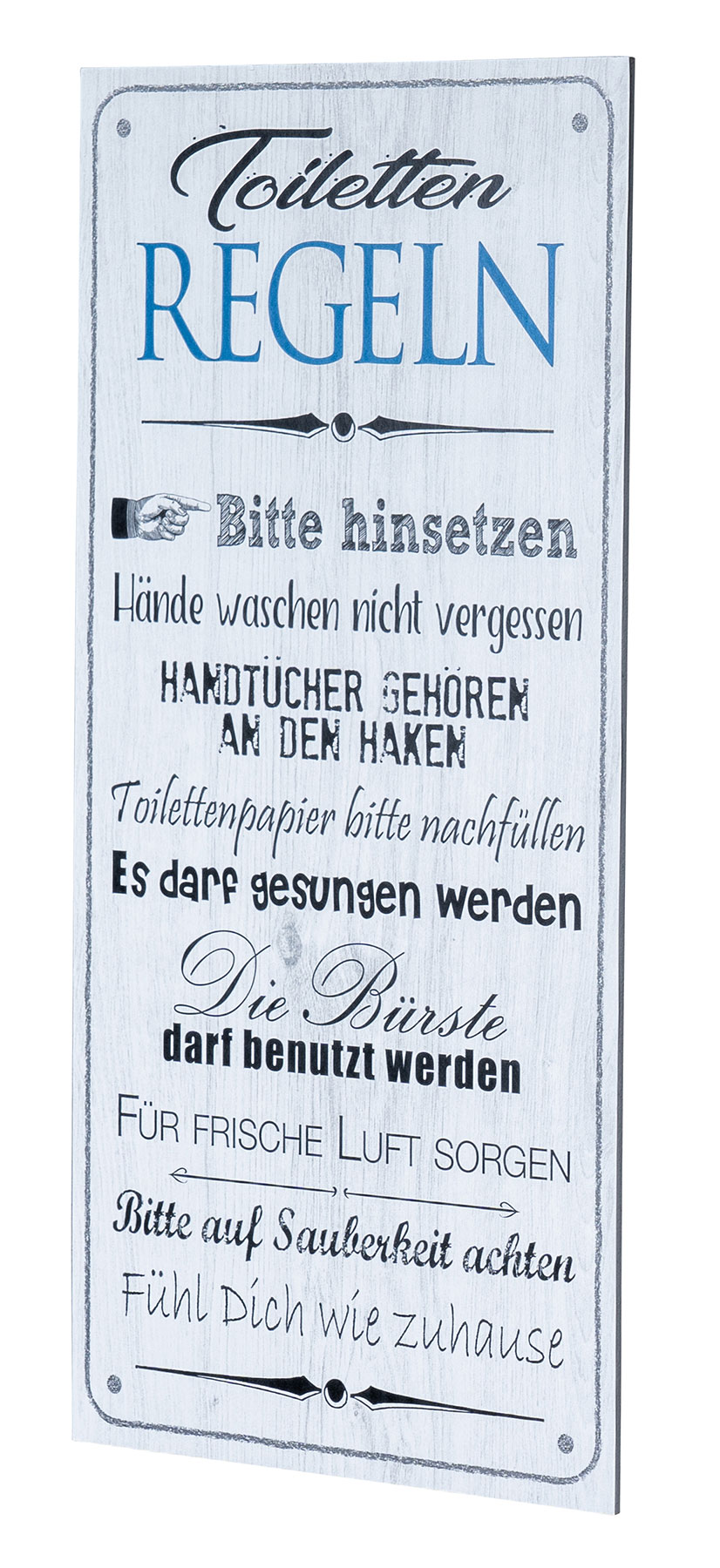 Wandbild 20x40cm Toilettenregeln Bad Spruch Deko Wandschild Bild Wanddeko