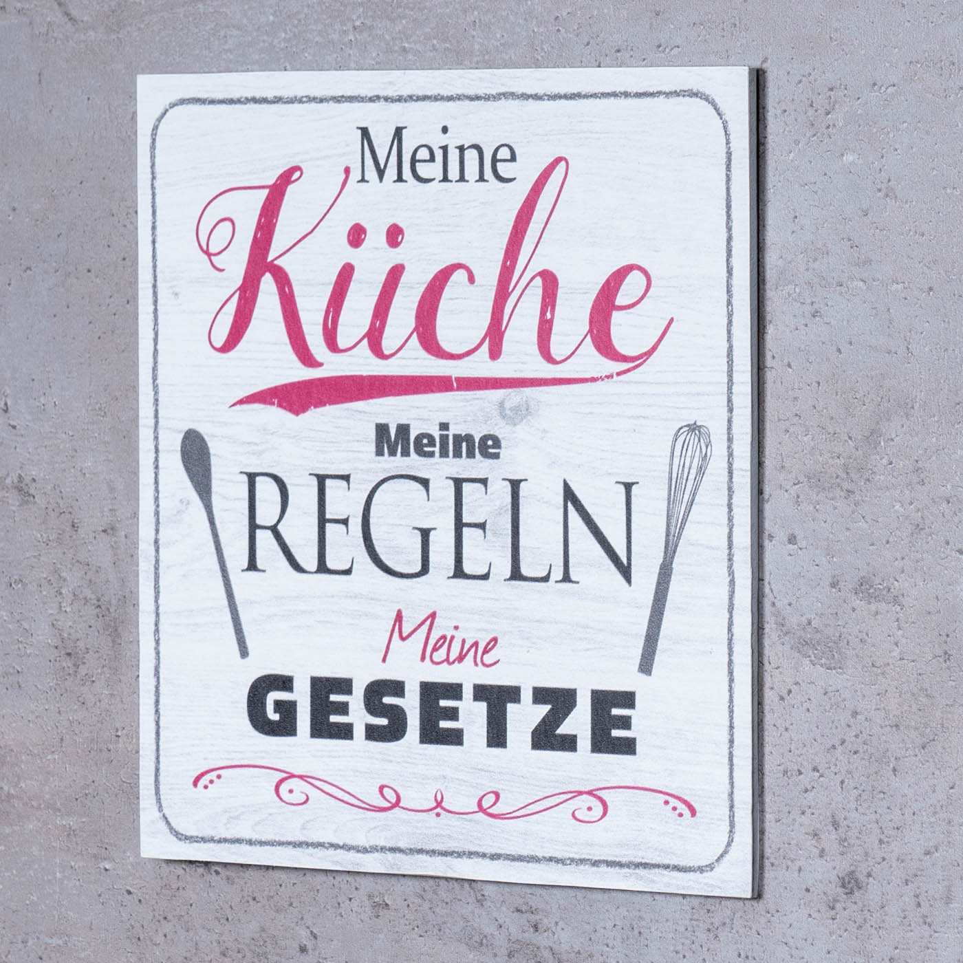 Wandbild 20x20cm Küche Küchenschild Spruch Regeln Deko Wandschild Bild Wanddeko