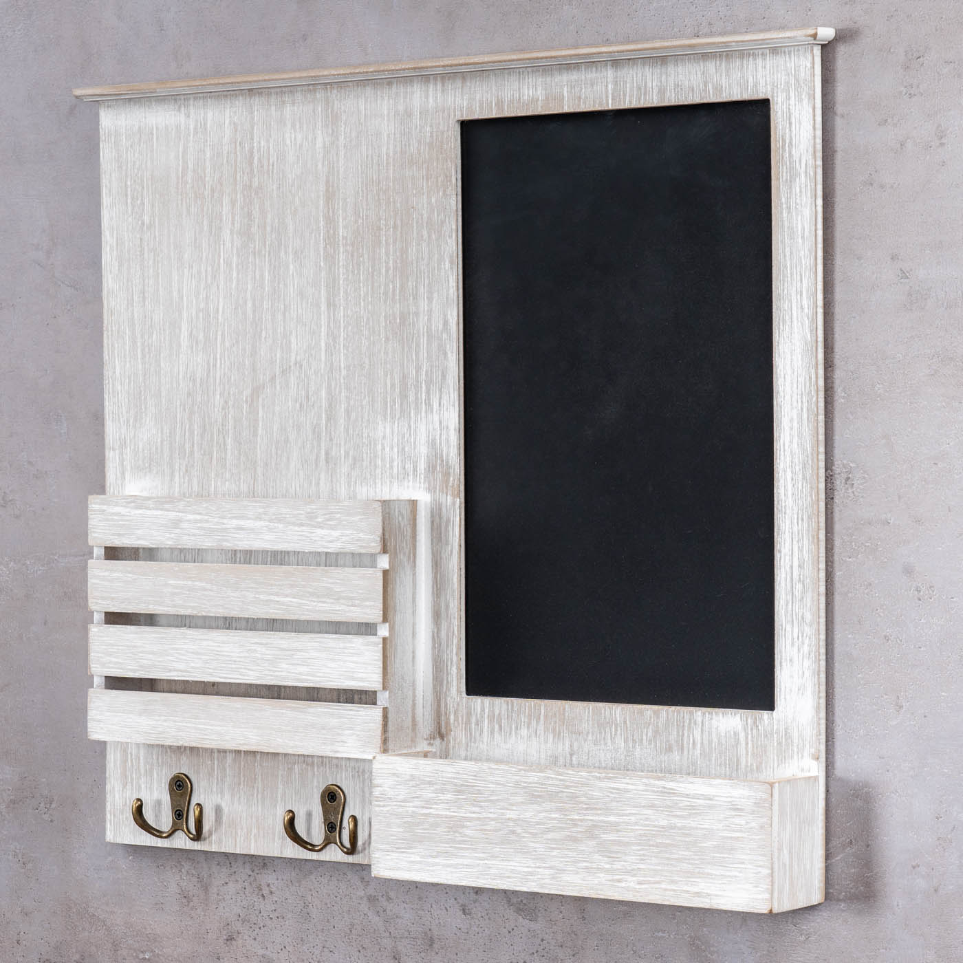 Memoboard Organizer Holz B x H x T: 57x47x6cm Kreidetafel Garderobe Shabby Chic