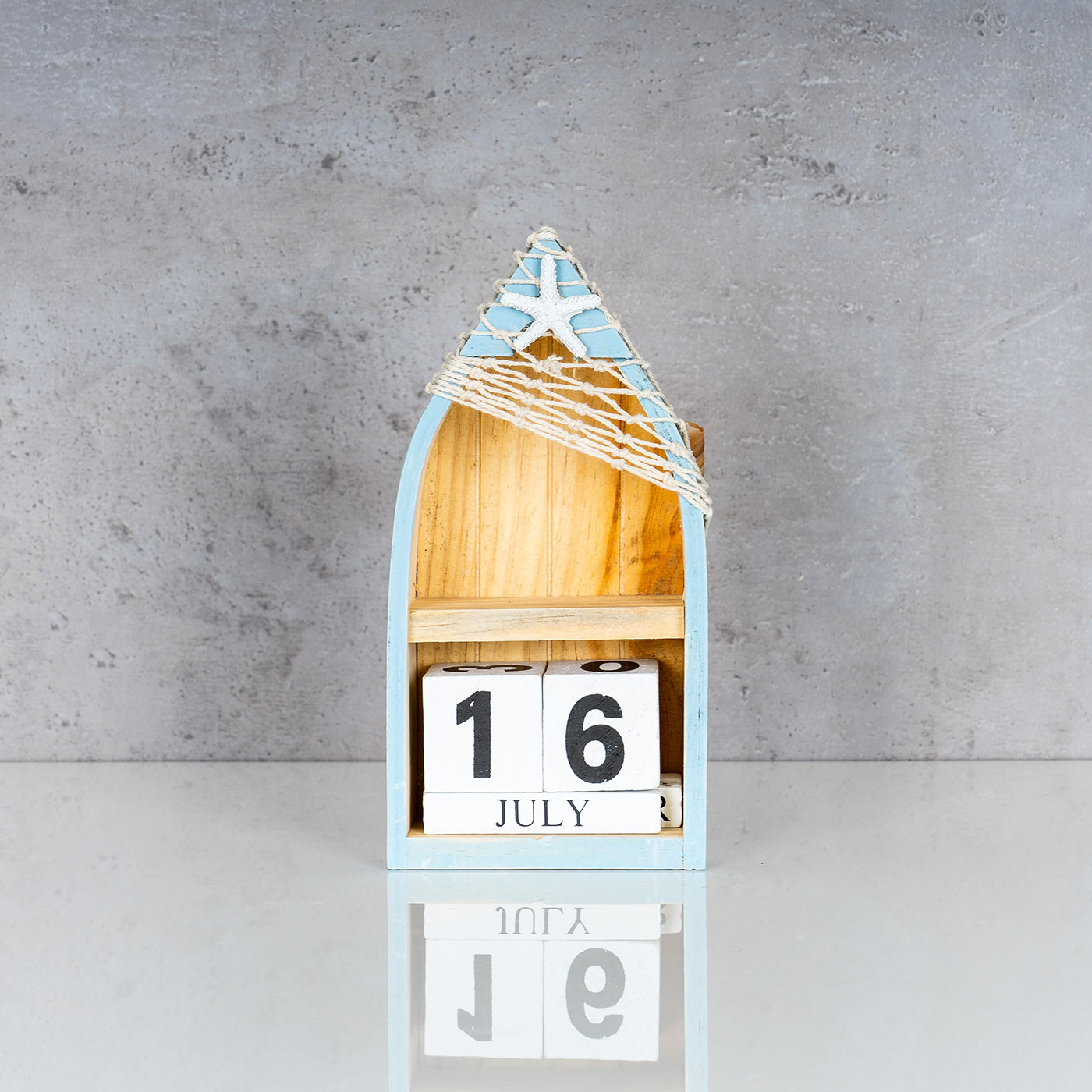 Kalender Boot Maritim 10x20cm Holz Tischkalender Steck-Kalender Tischdeko