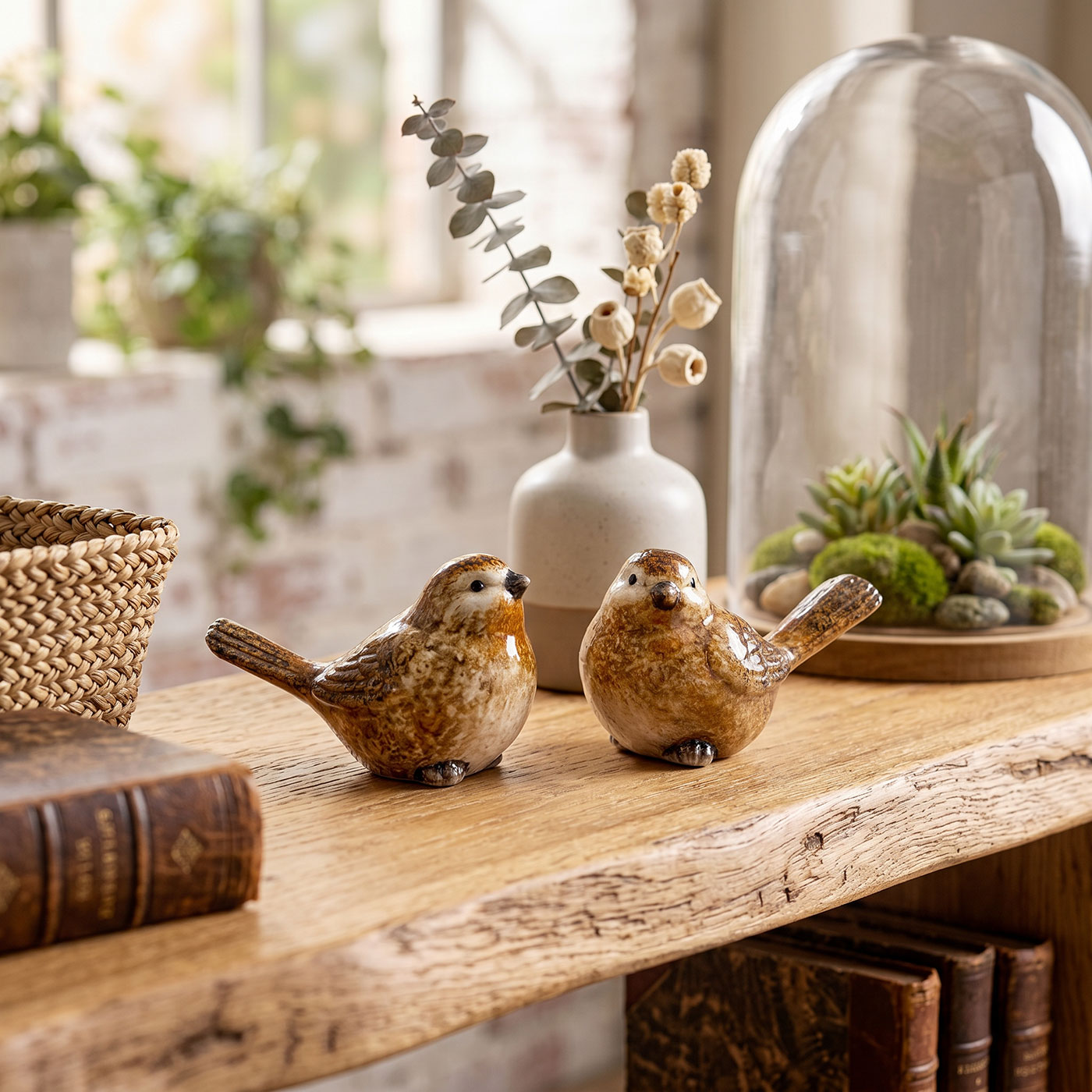 2er Set Vogelfigur Keramik Dekofigur Vogel Tischdeko Deko Aufsteller Skulptur