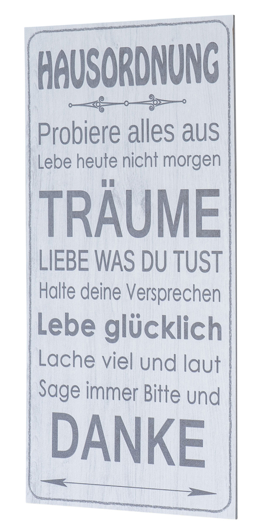 Wandbild 20x40cm Hausordnung Spruch Wandschild Danke Träume Wanddeko Bild Schild