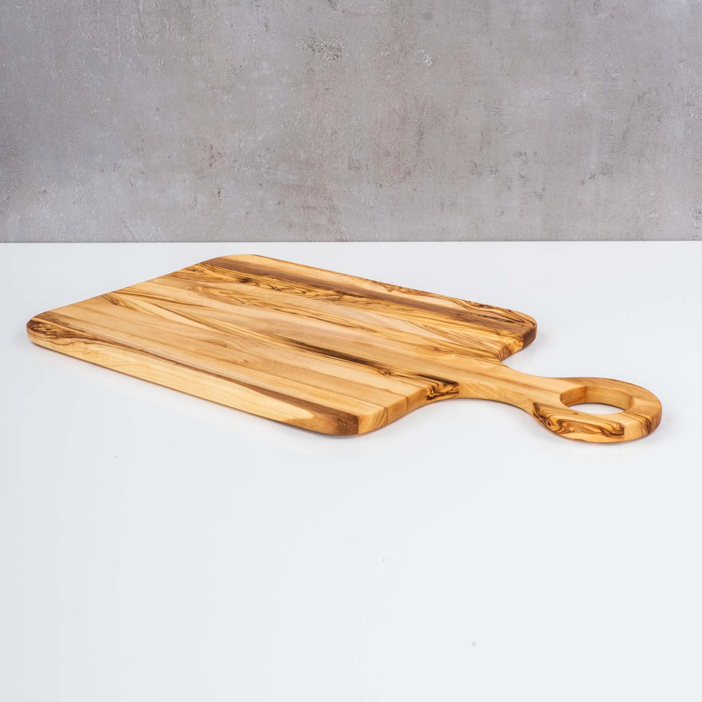 Schneidebrett 40x20cm Olivenholz Griff Holzbrett Servierplatte Natur Unikat Deko