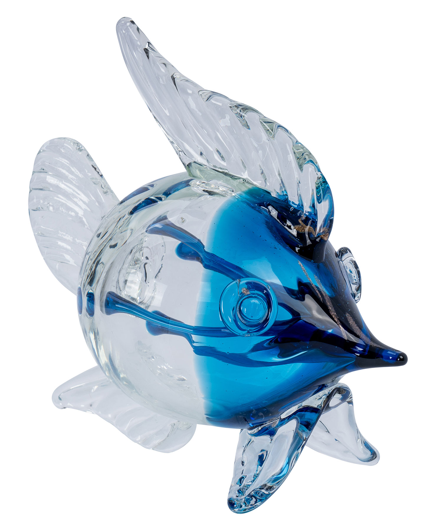 Deko Fisch H19cm Glas Skulptur Tischdeko Maritim Deko Aufsteller Glasfigur Blau