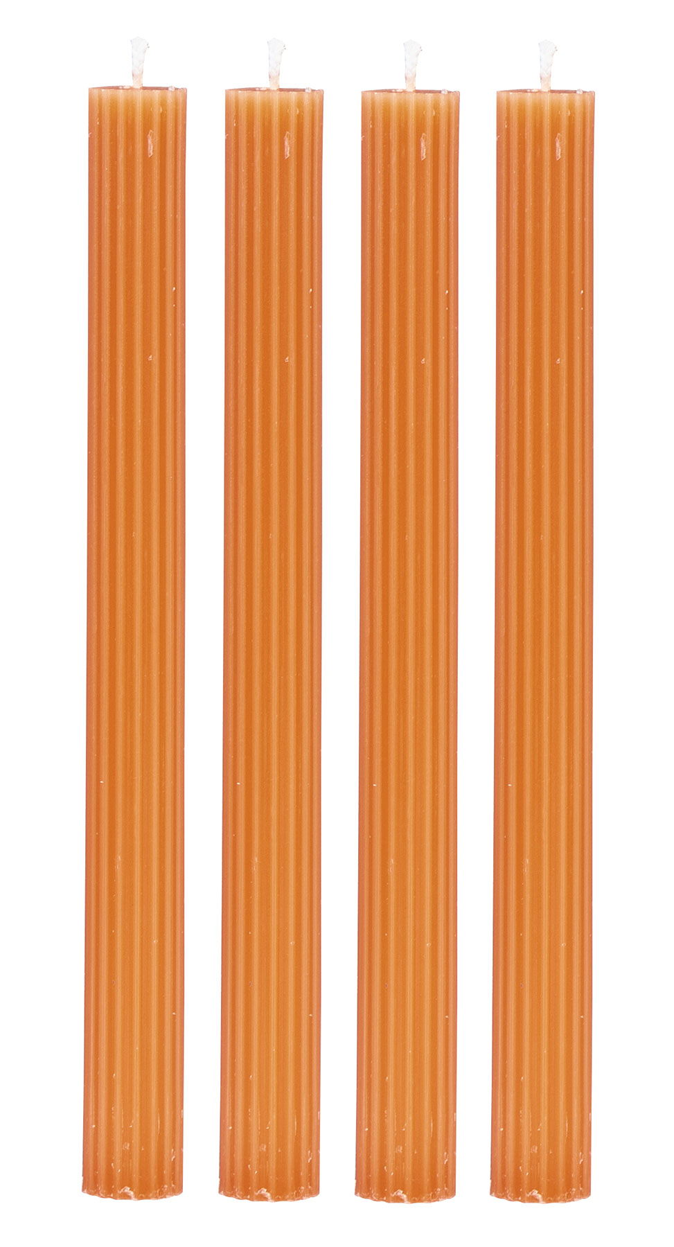 Kerzen 4er Set Stabkerzen Orange 25cm Tafelkerzen Rillen Design Tischdeko