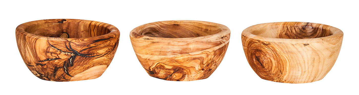 3er Set Schüssel ca. 12x4cm Schale Holz Olivenholz Holzschale Salatschüssel Natur