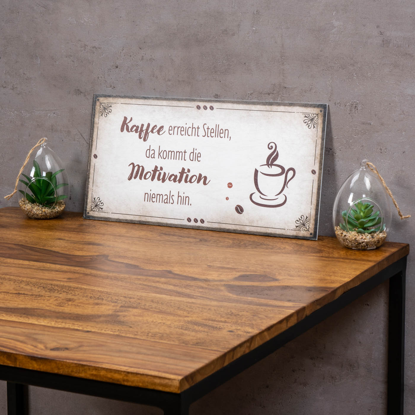 Wandbild 40x20cm Kaffee Motivation Spruch Wandschild Küche Wanddeko Bild Schild