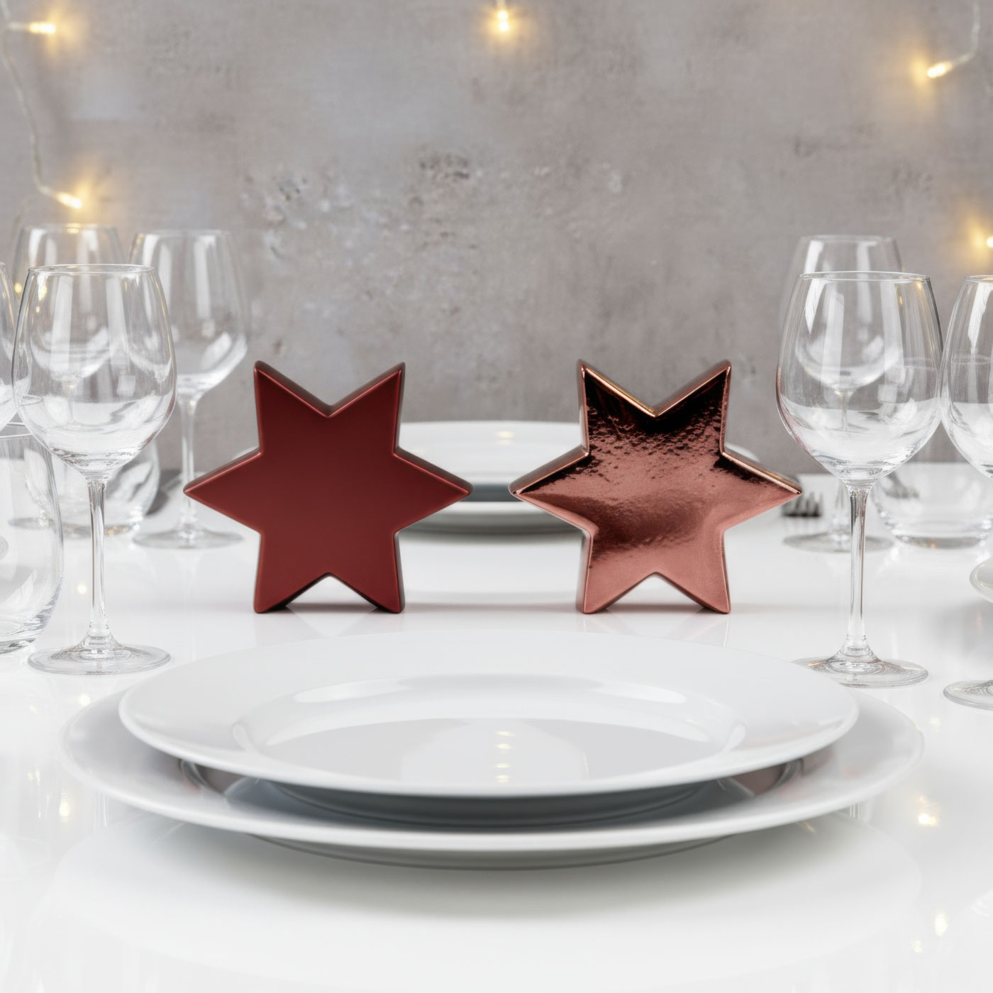 2er Set Deko Aufsteller Stern H12cm Porzellan Bordeaux Rot Tischdeko Weihnachtsdeko