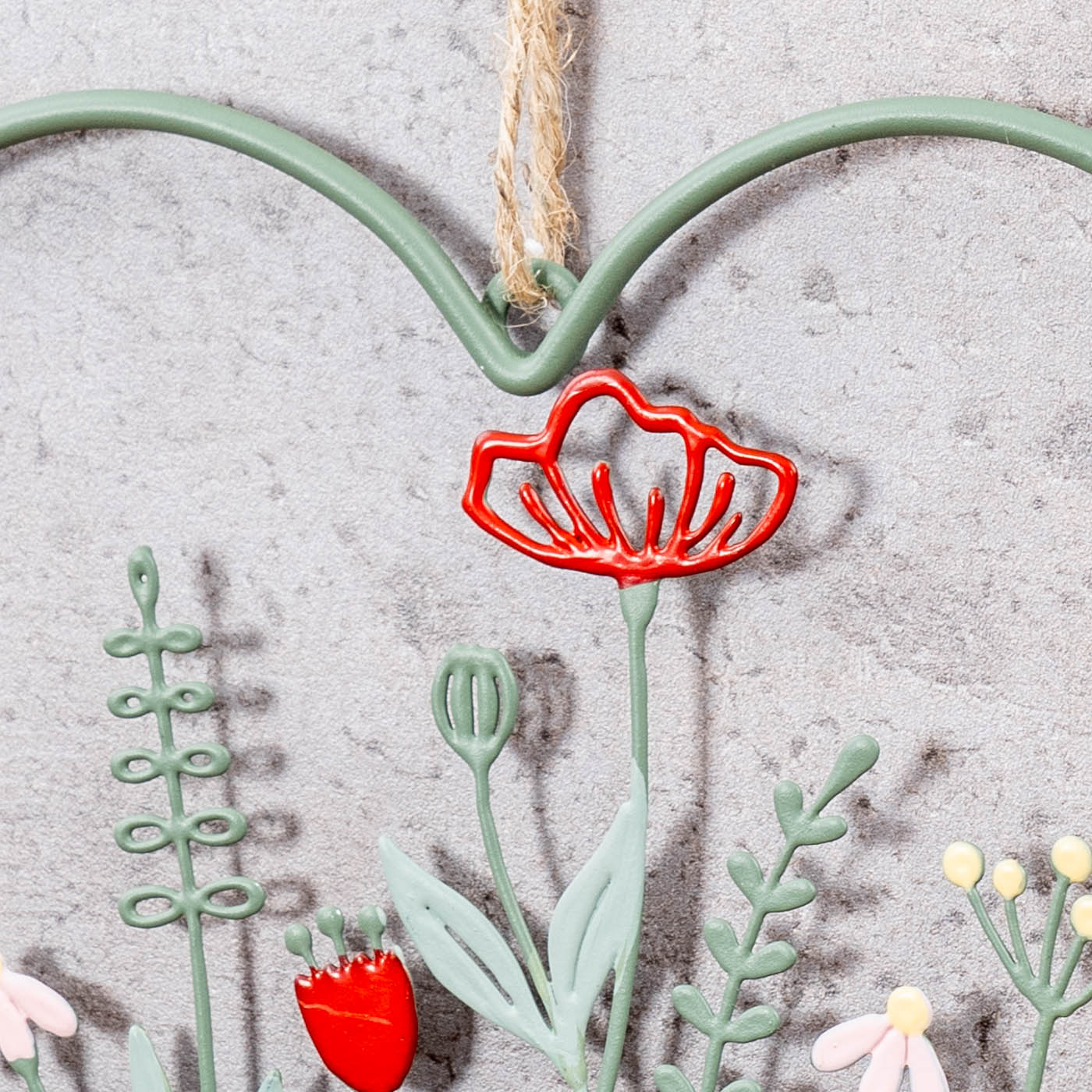 Metallschild Frühling 15x15cm Dekoschild Herz Grün Wiese Türschild Wandbild Deko