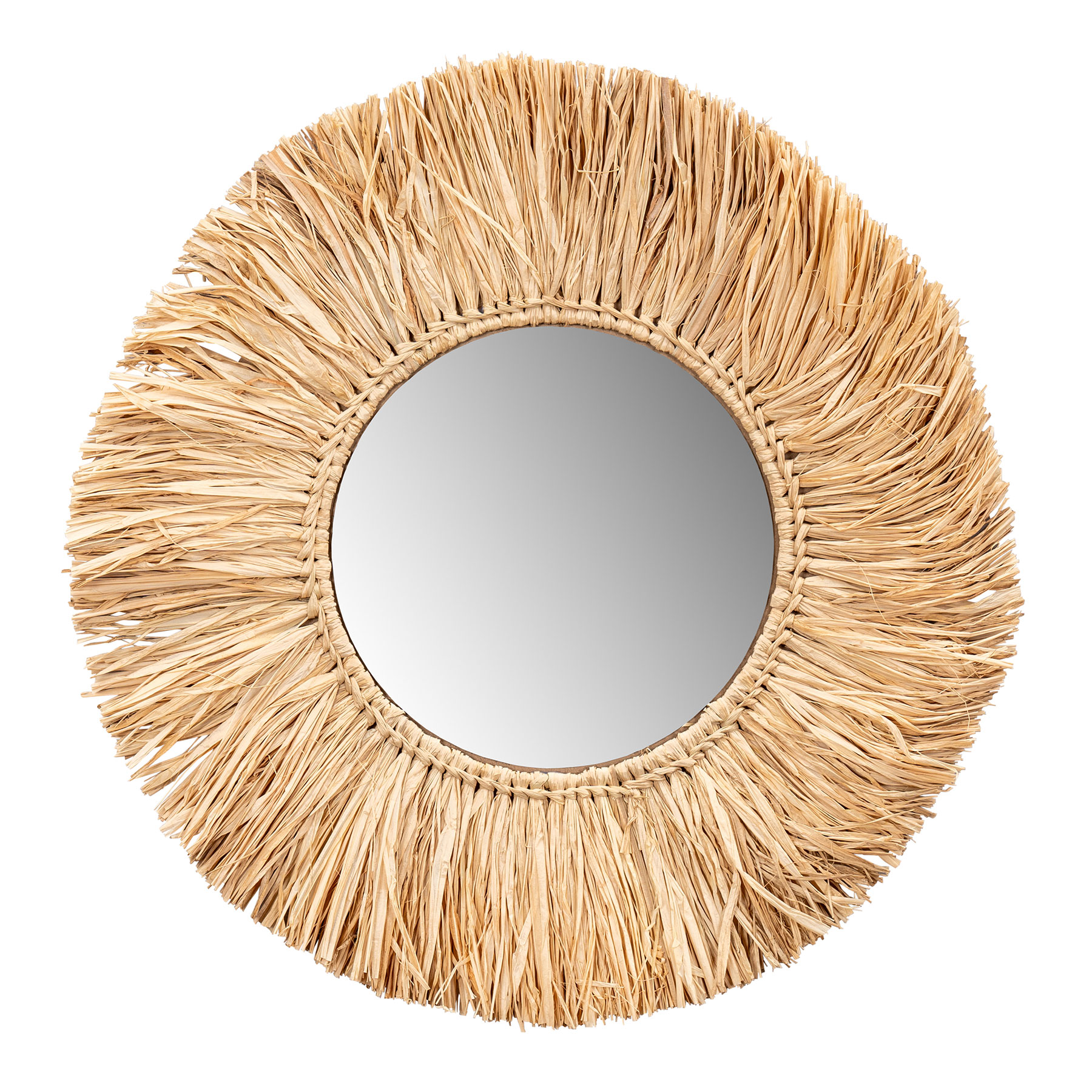 Wandspiegel Seegras Ø 50cm Spiegel Rund Flurspiegel Wanddeko Boho Deko Natur