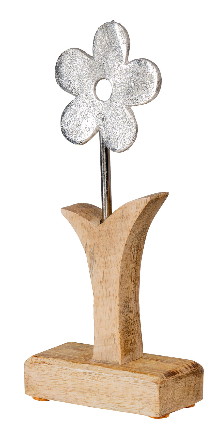 Aufsteller Blume H24cm Mango Metall Holz Braun Silber Tischdeko Frühling Deko