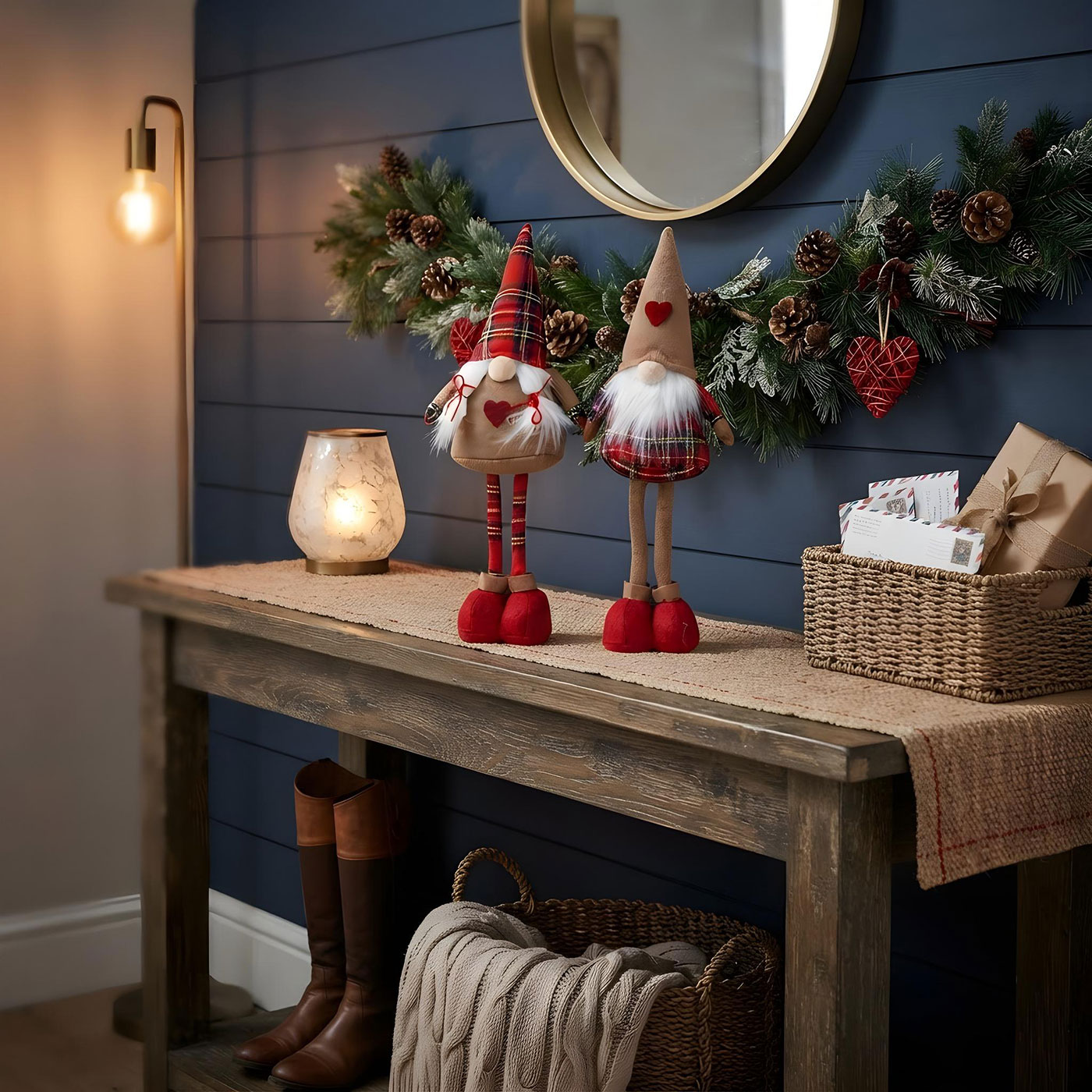 2er Set Weihnachtswichtel H45cm Deko Figuren Rot Braun Weihnachtsdeko Zwerg