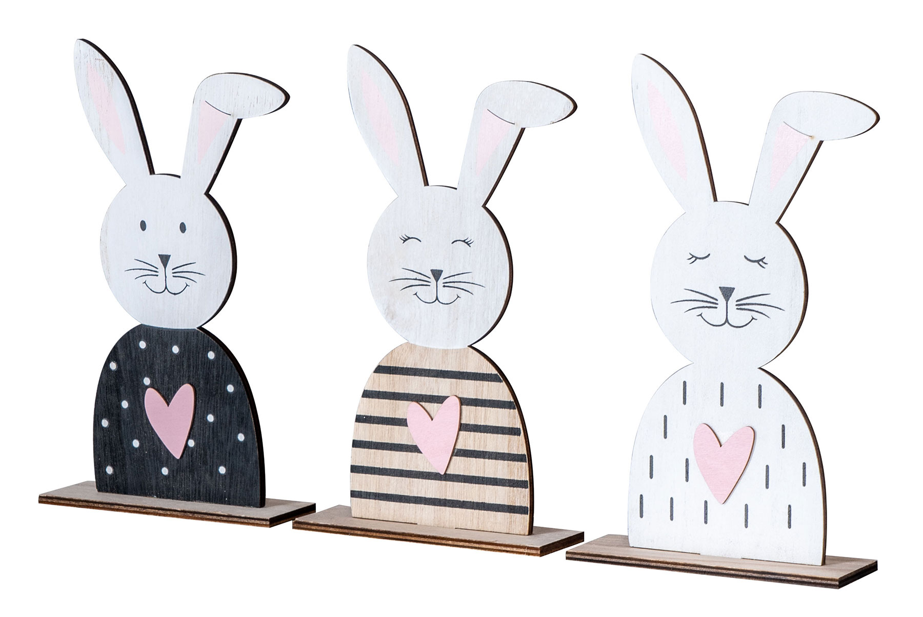 3er Set Deko-Hase H22cm Holz Osterhase Tischdeko Osterdeko Deko Aufsteller Figur