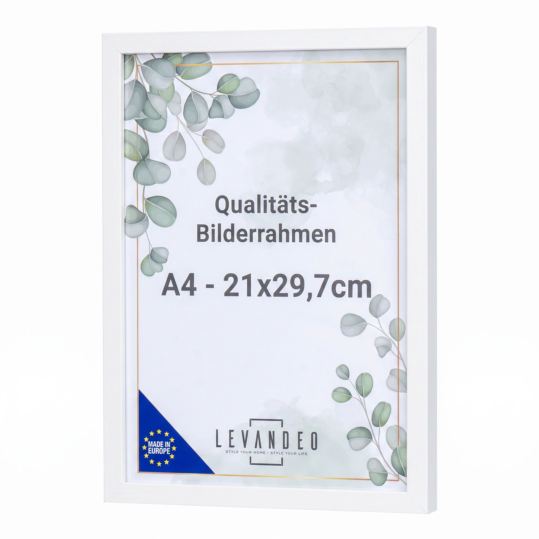 Bilderrahmen A4 Weiß 21x29,7 Made in EU Fotorahmen Poster Urkunde Zeugnis Aufsteller