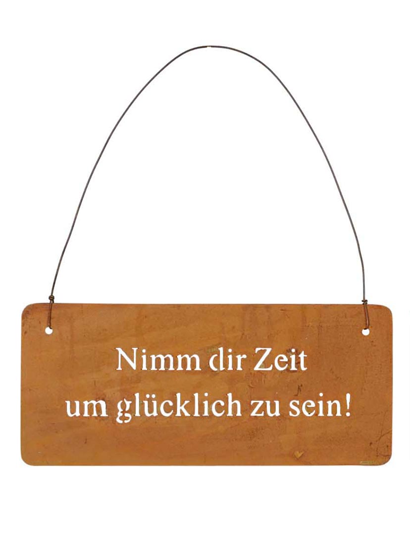 3er Set Wandbilder Sprüche 18x8cm Schilder Garten-Deko Türschild Edelrost Braun